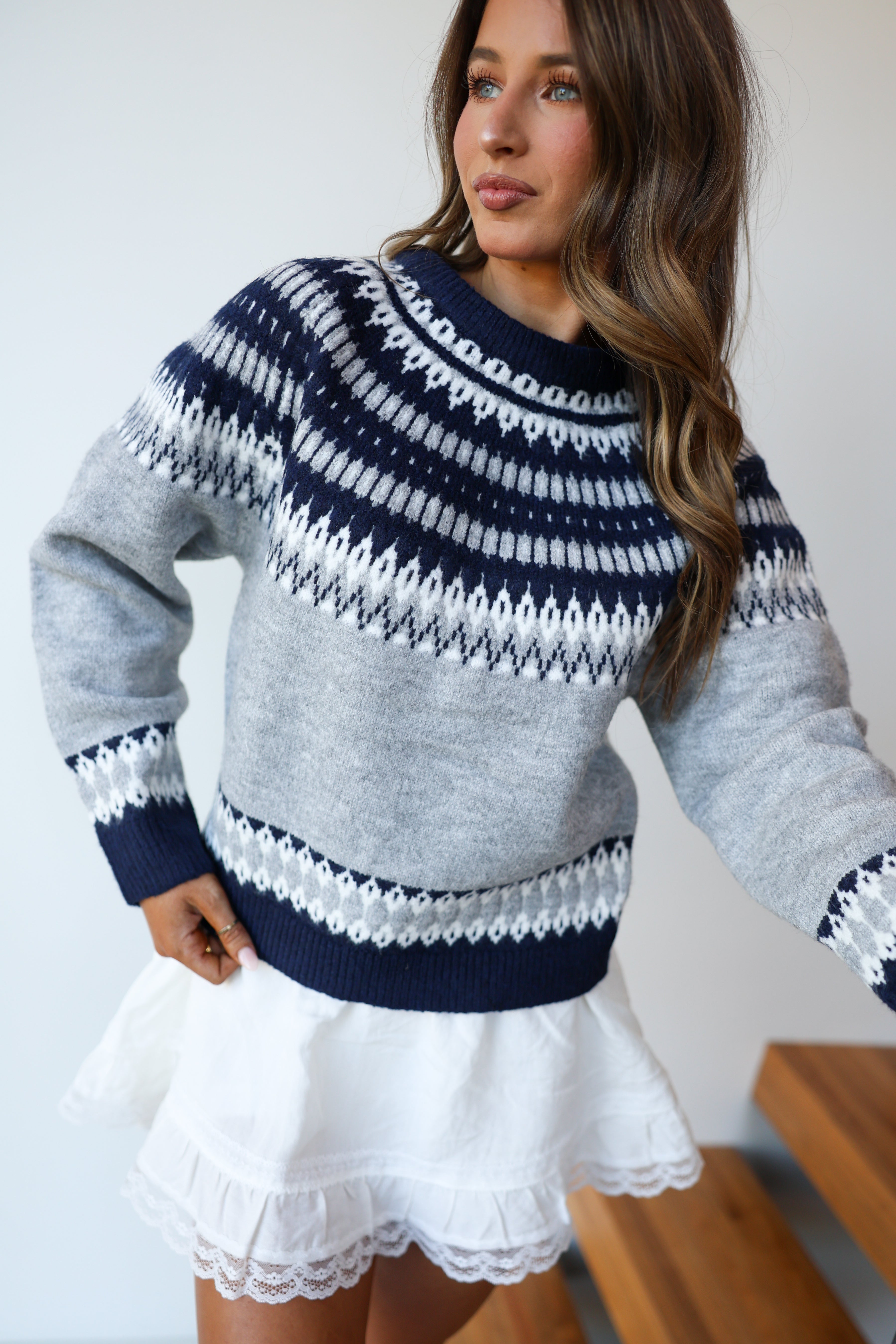 Bre Crewneck Pullover Sweater - Navy