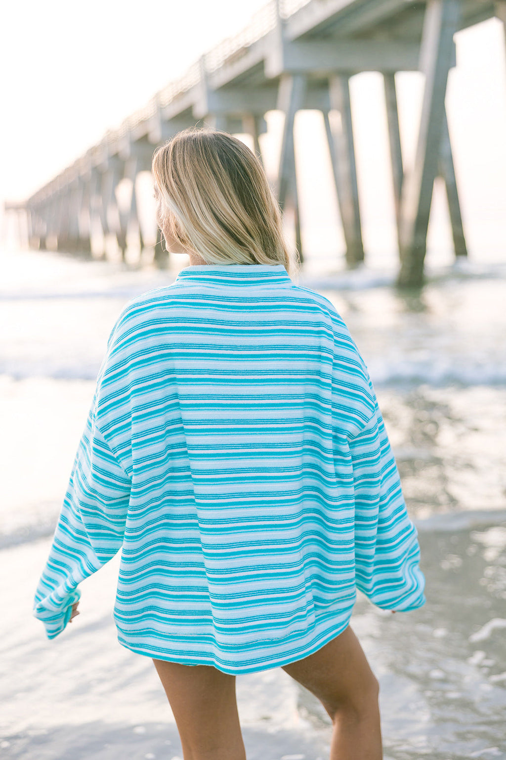 Fancy Oversized Towel Terry Mockneck - Seafoam