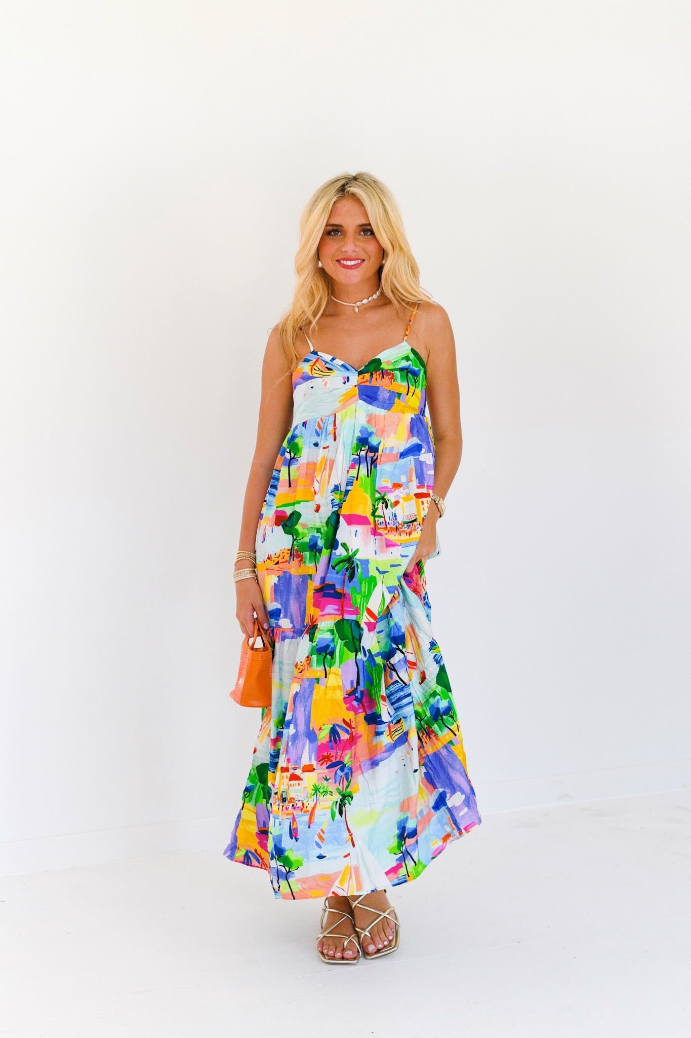 Evita Summer Maxi Dress - Blue Multi