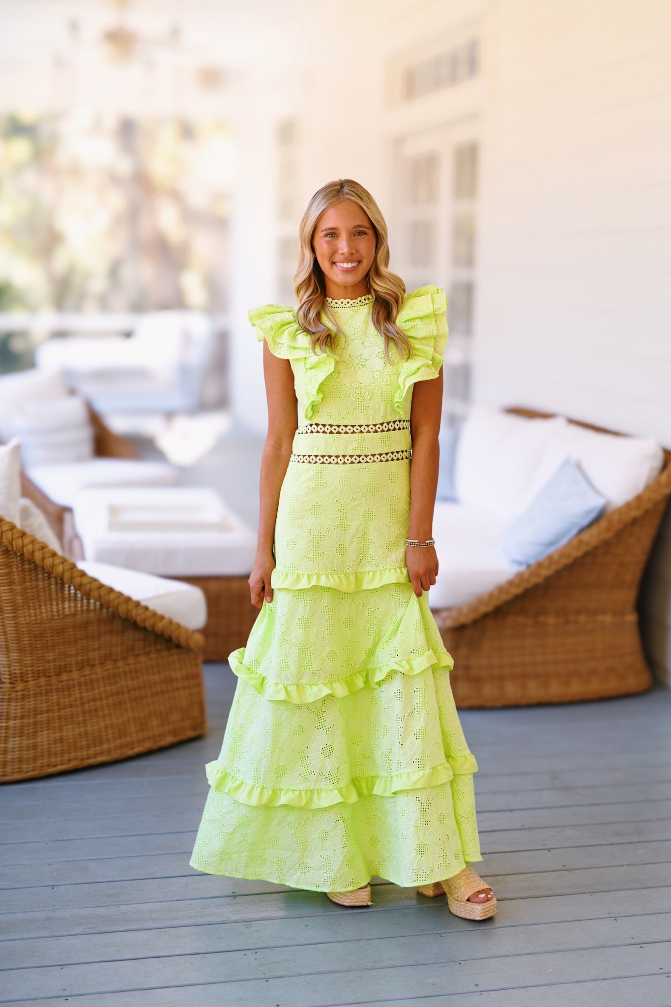 Jami Lace Midi Dress - Lime Green