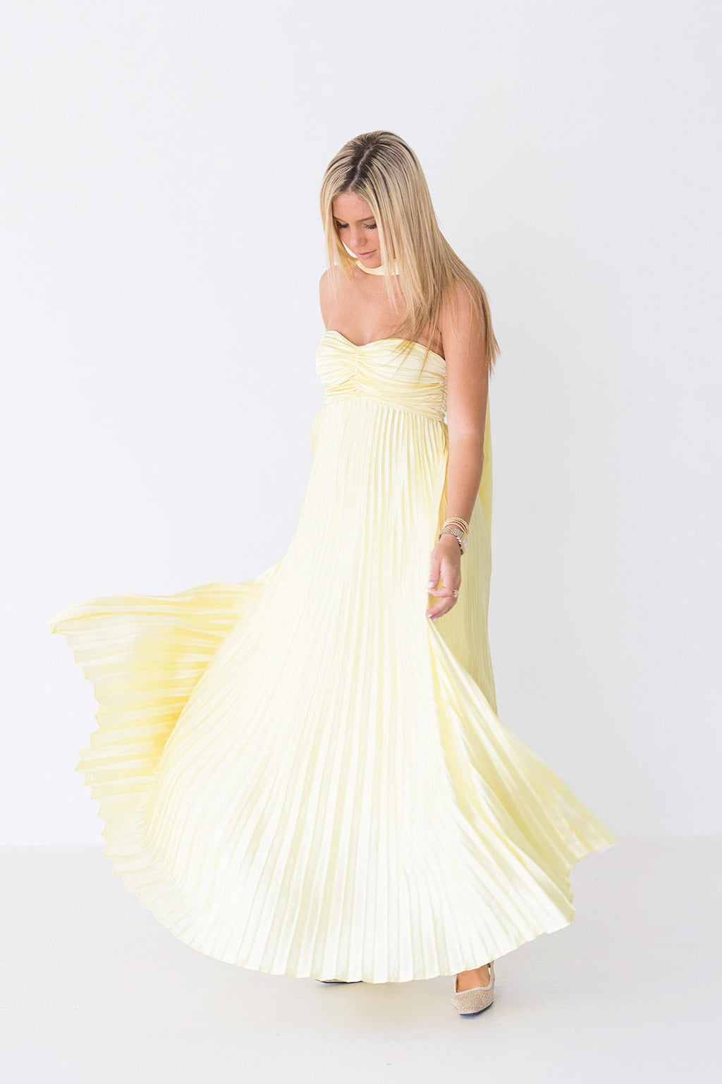 Serena Scarf Dress - Pale Yellow