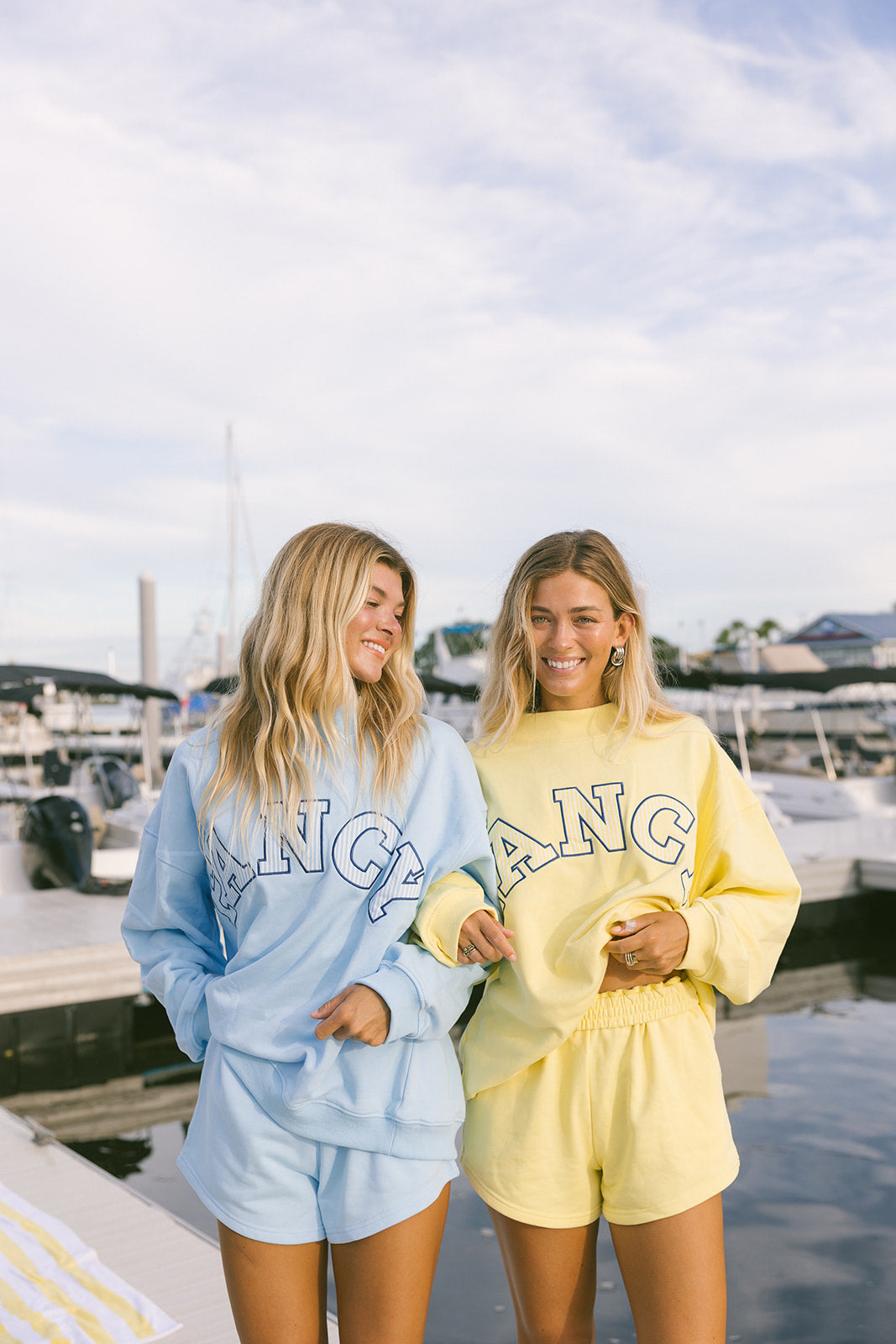 Fancy Oversized Striped Terry Striped Mockneck - Malibu Blue