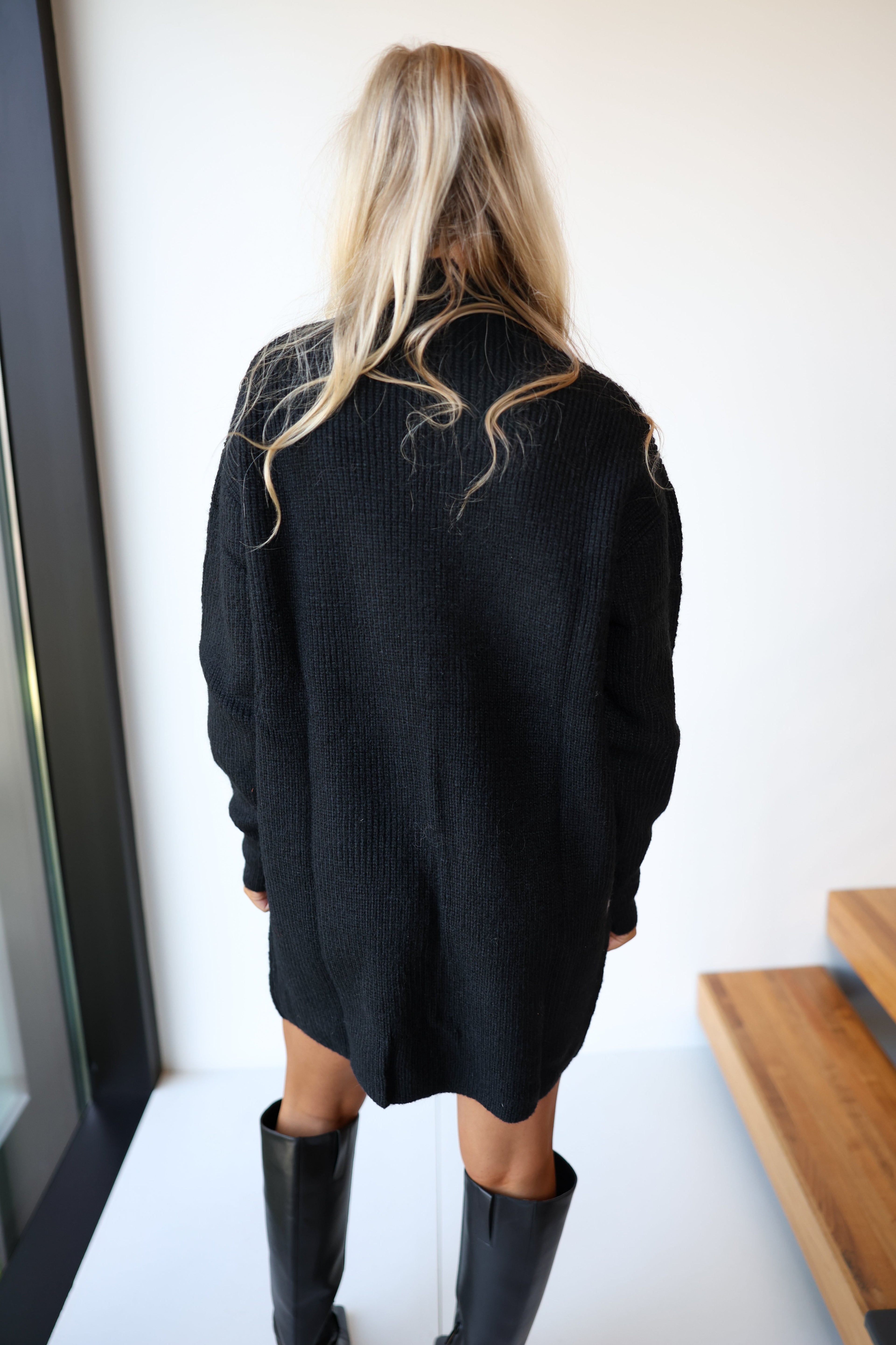 Brynn Knit Sweater Mini Dress - Black