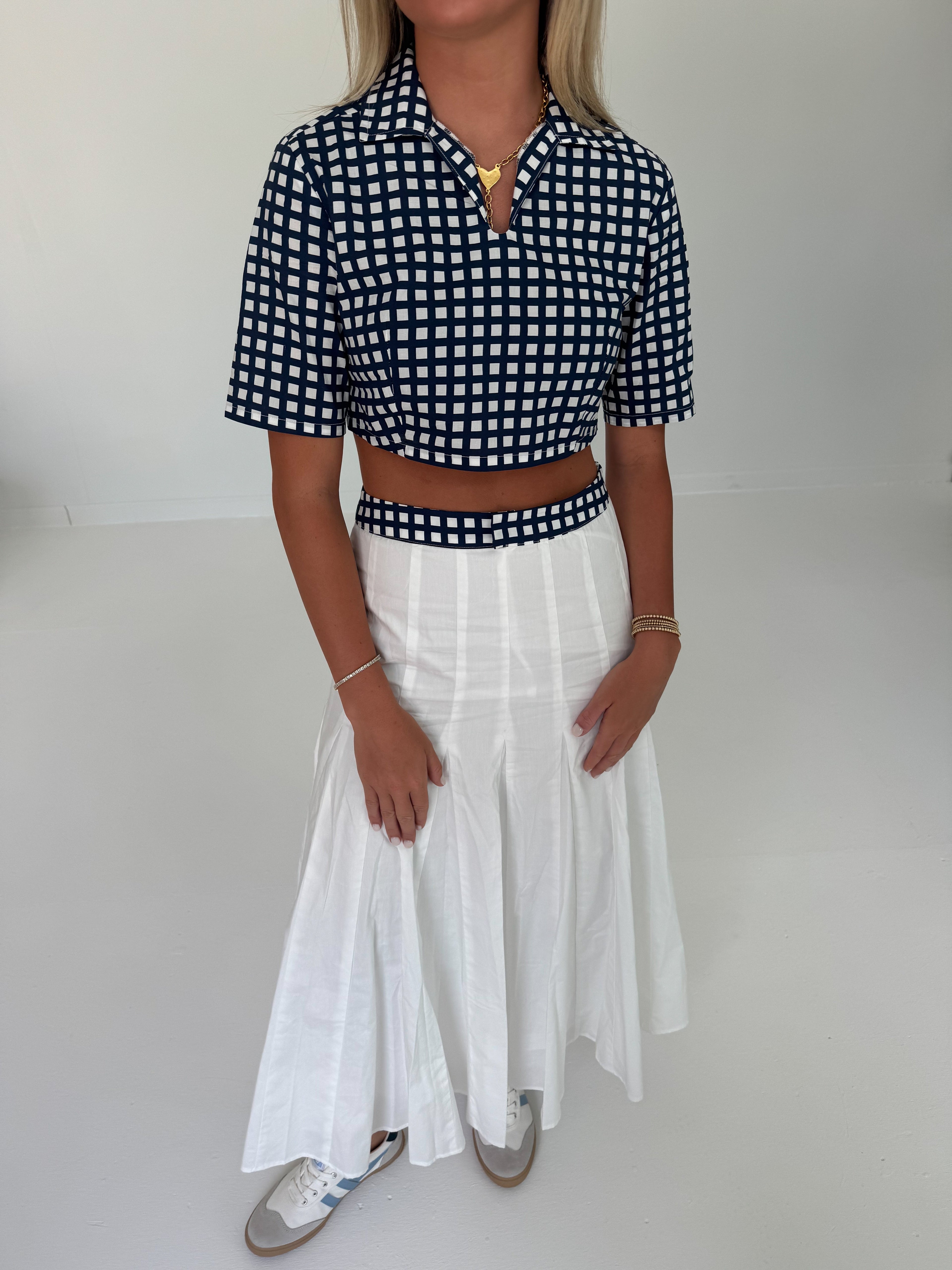 Dani Gingham Top - White/Navy