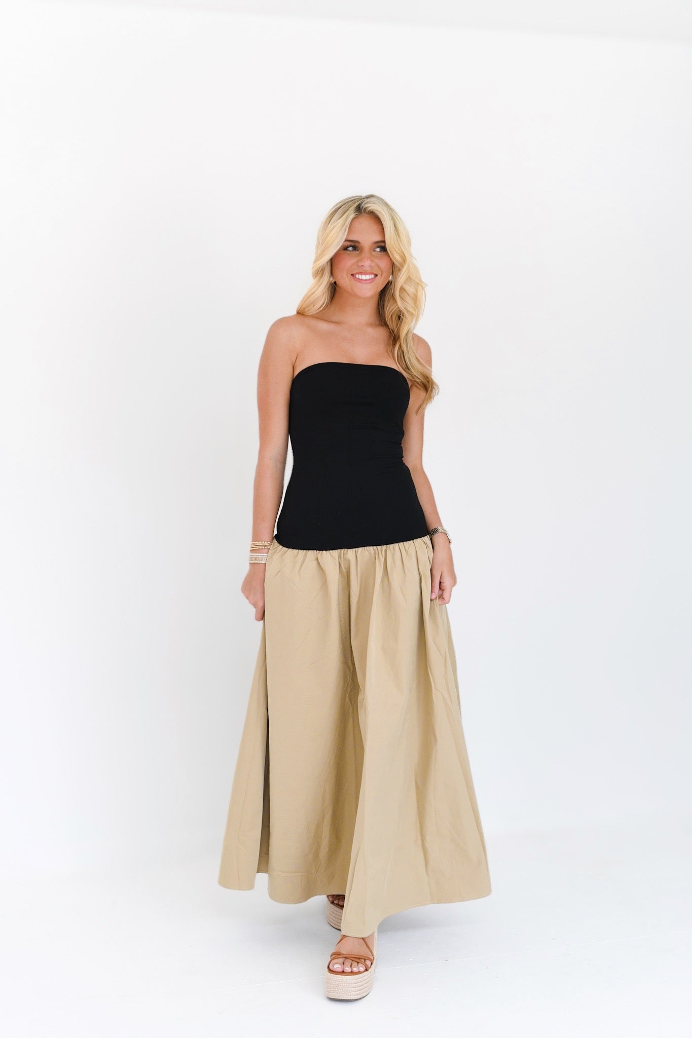 Dorie Colorblock Tube Dress - Black/Beige