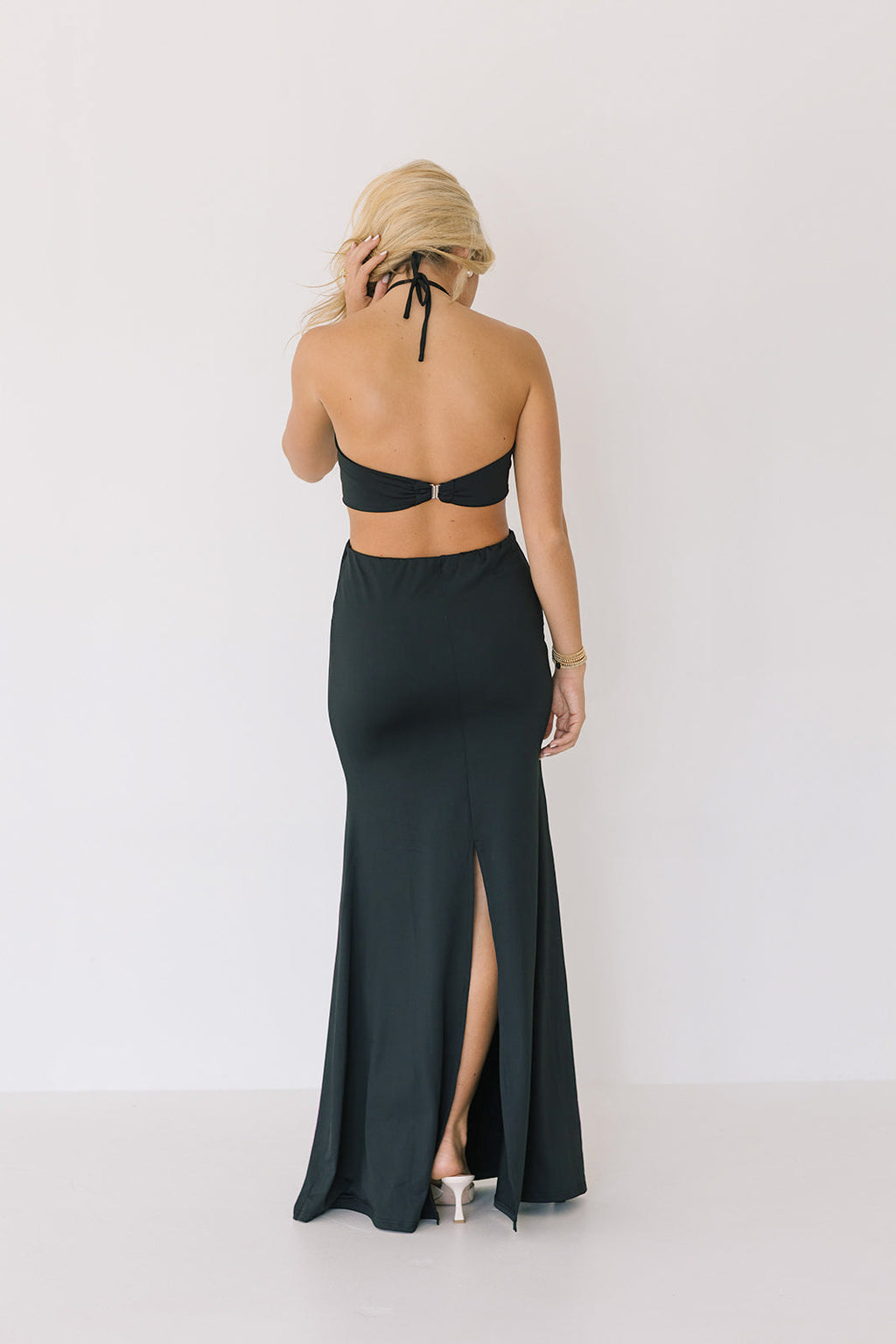 Emmi Halter Neck hollow Dress - Black