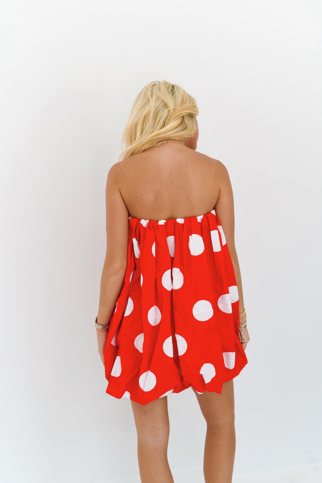 Rylan Mini Bubble Dress - Red Polka Dots