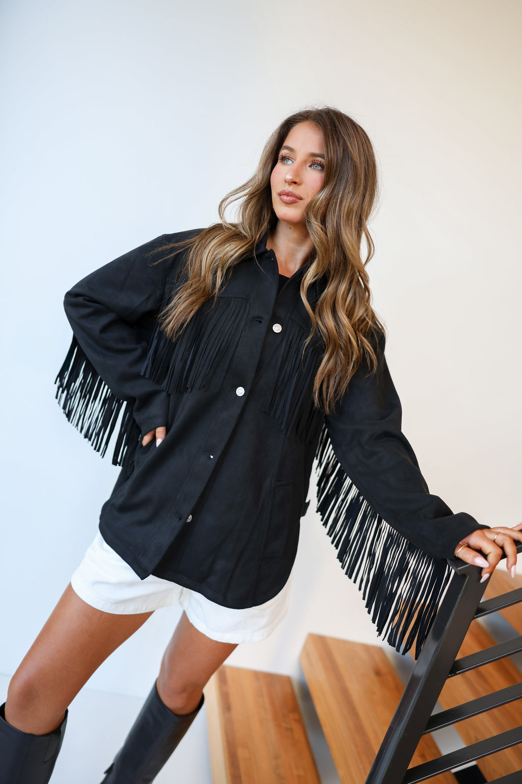 Sami Suede Fringe Jacket - Black