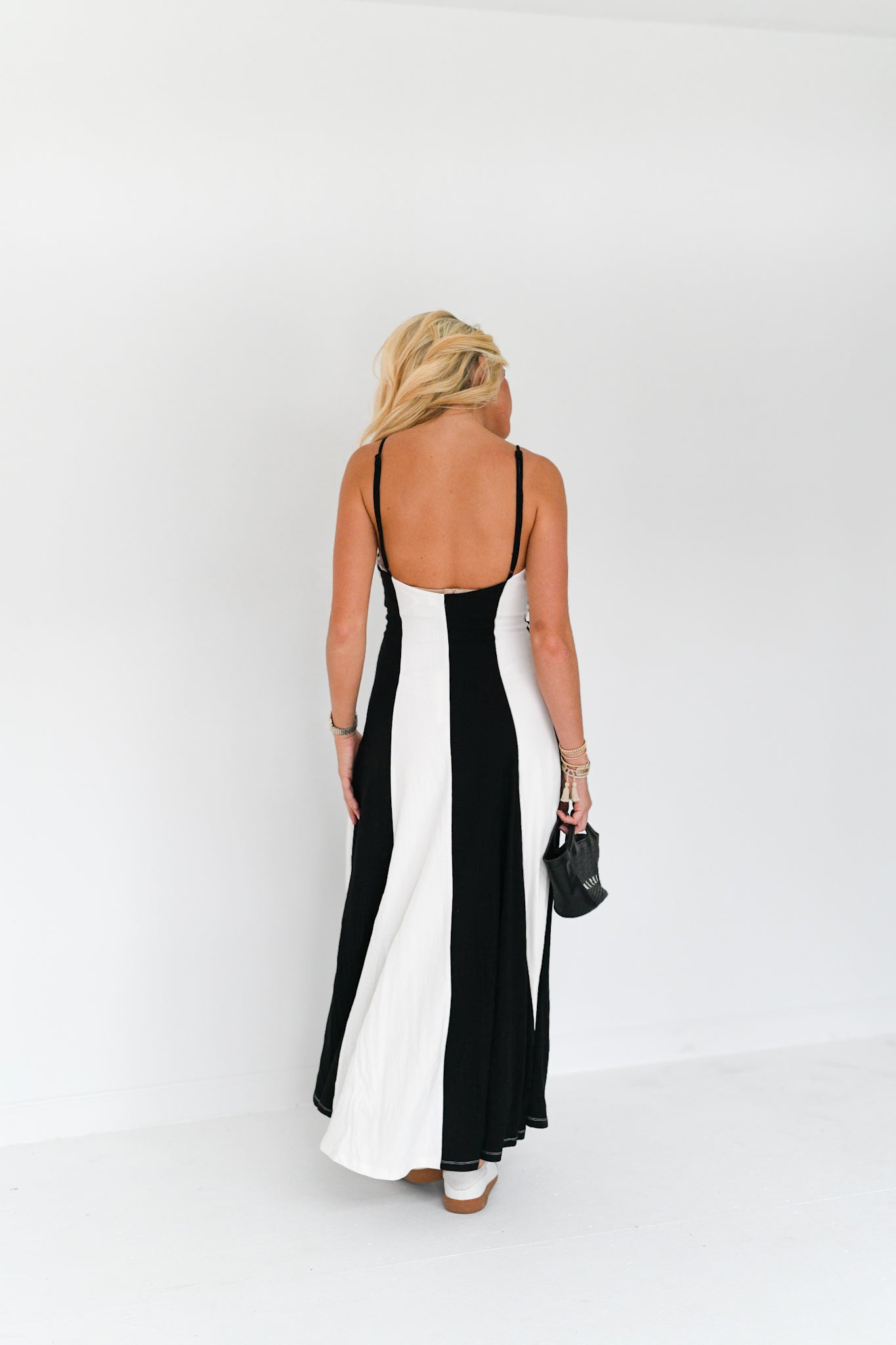 Veronica Striped Maxi Dress - White/Black
