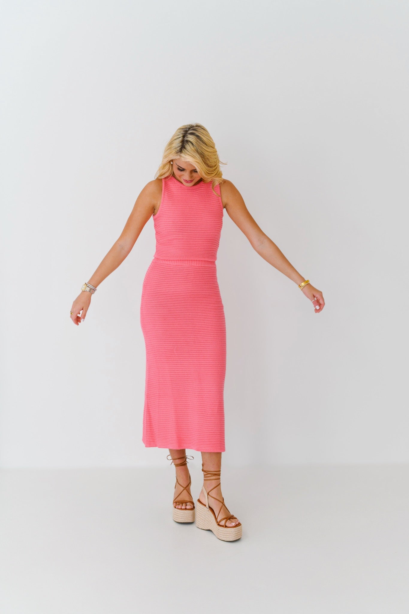 Alyssa Ribbed Sweater Top-Pink