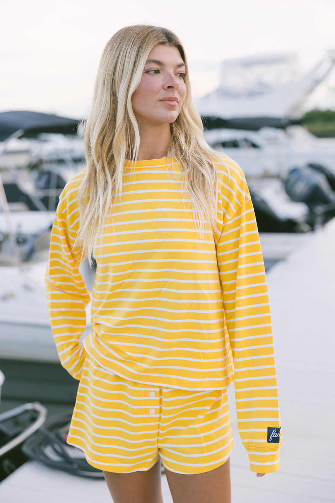 Fancy Striped Button Shorts - Malibu Golden Yellow