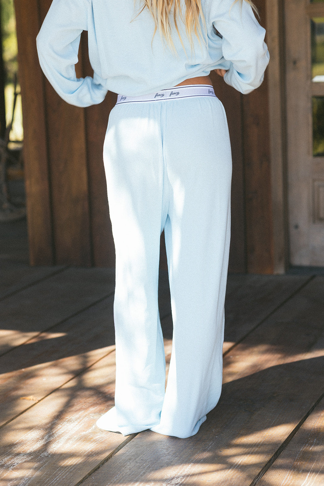 Fancy Waffle Knit Pants - Glacier