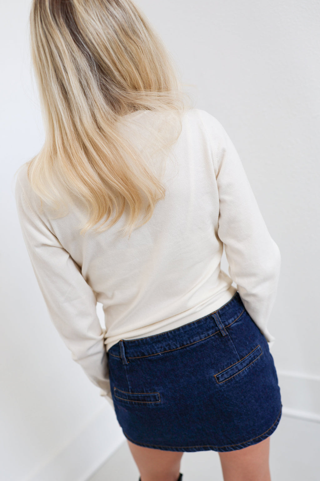 Tracy Long Sleeve Sweater Tee - Cream