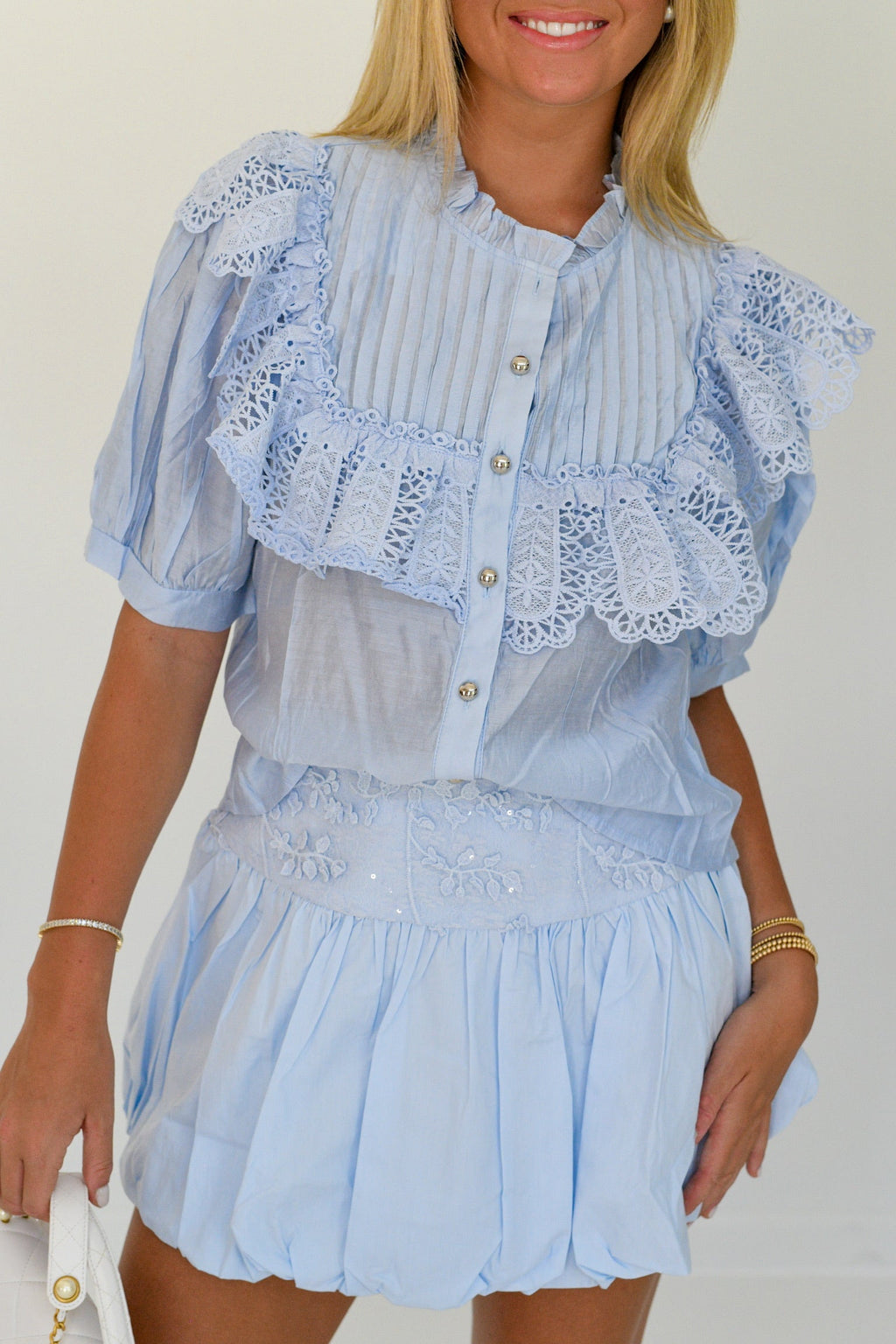 Tilly Lace Skirt Set - Lt Blue
