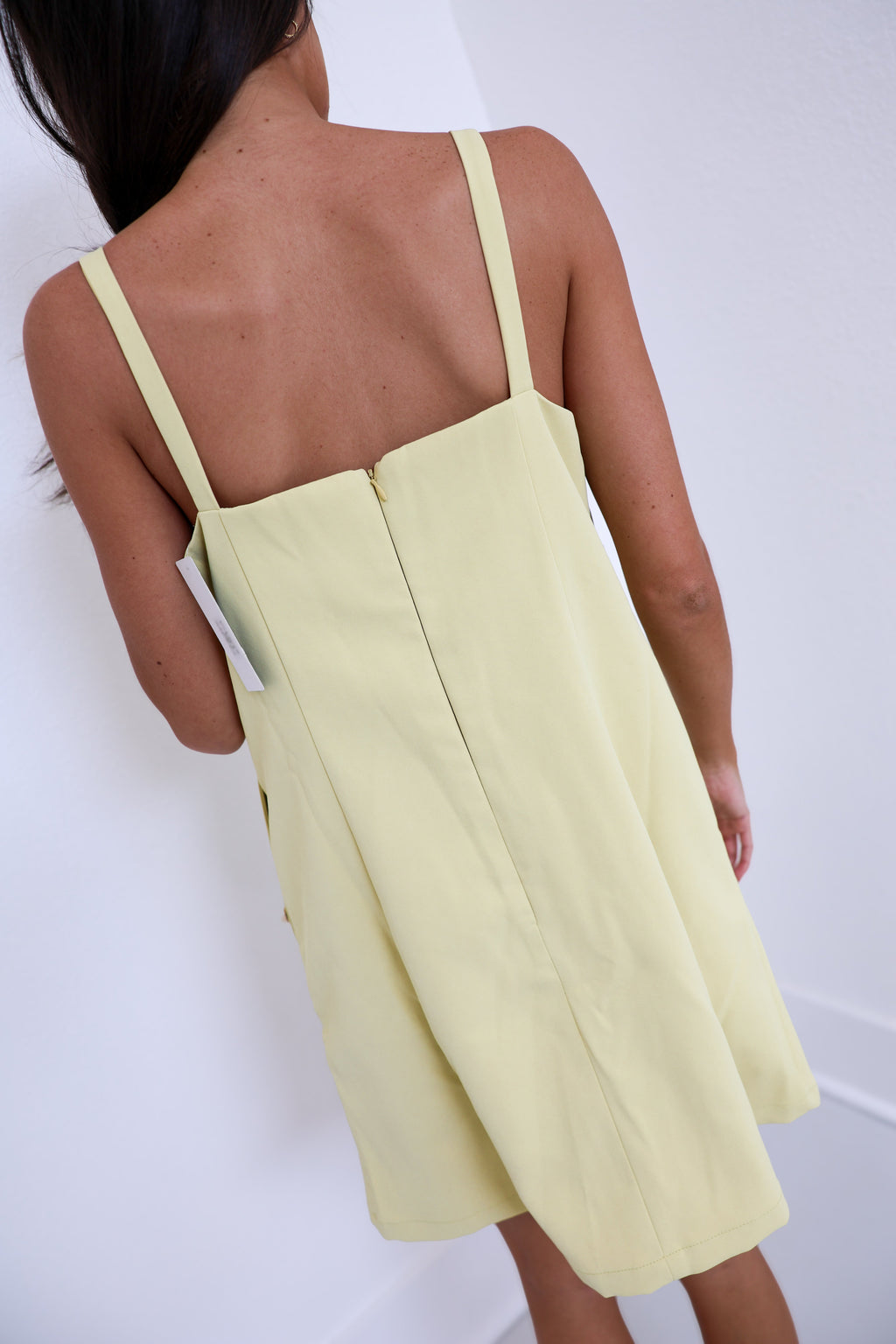 Olivia Metallic Embellished A-line Mini Dress -Butter Yellow