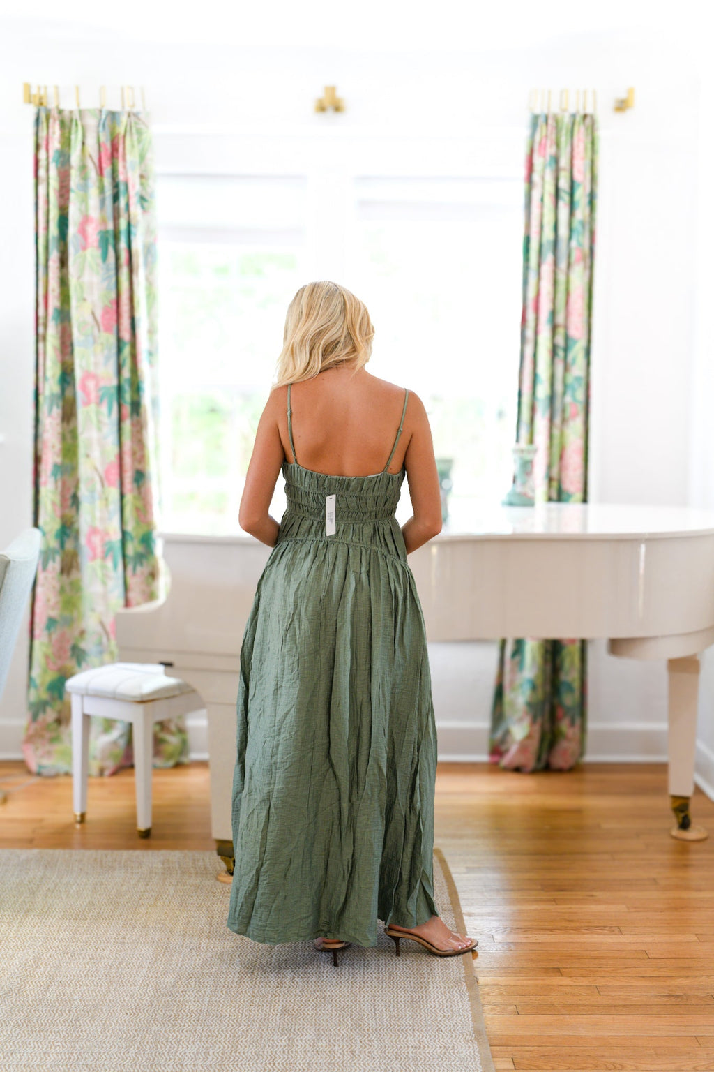Lillian Ruched Maxi Dress - Sage