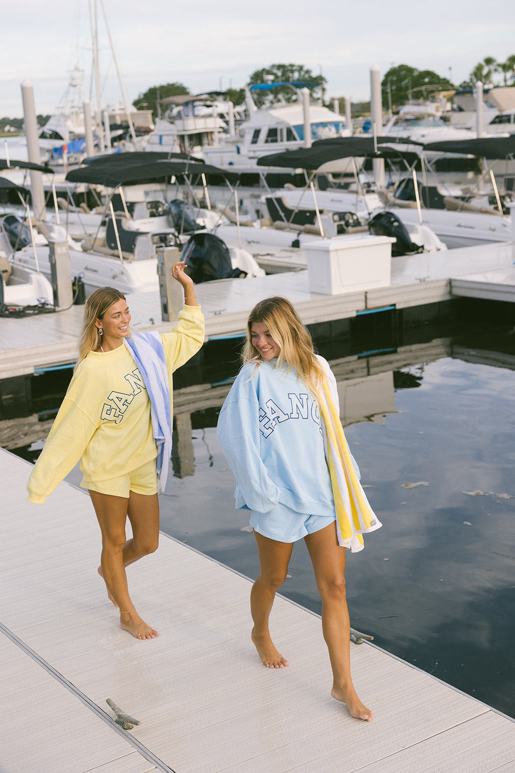 Fancy Oversized Striped Terry Striped Mockneck - Malibu Blue