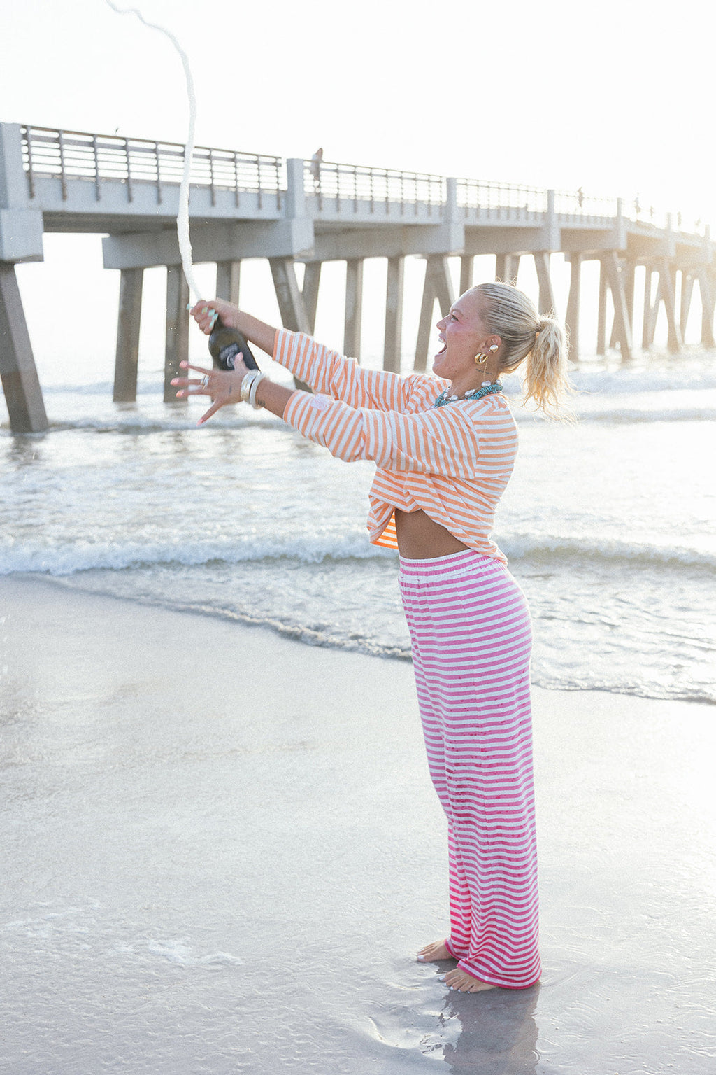 Fancy Striped Button Pants
