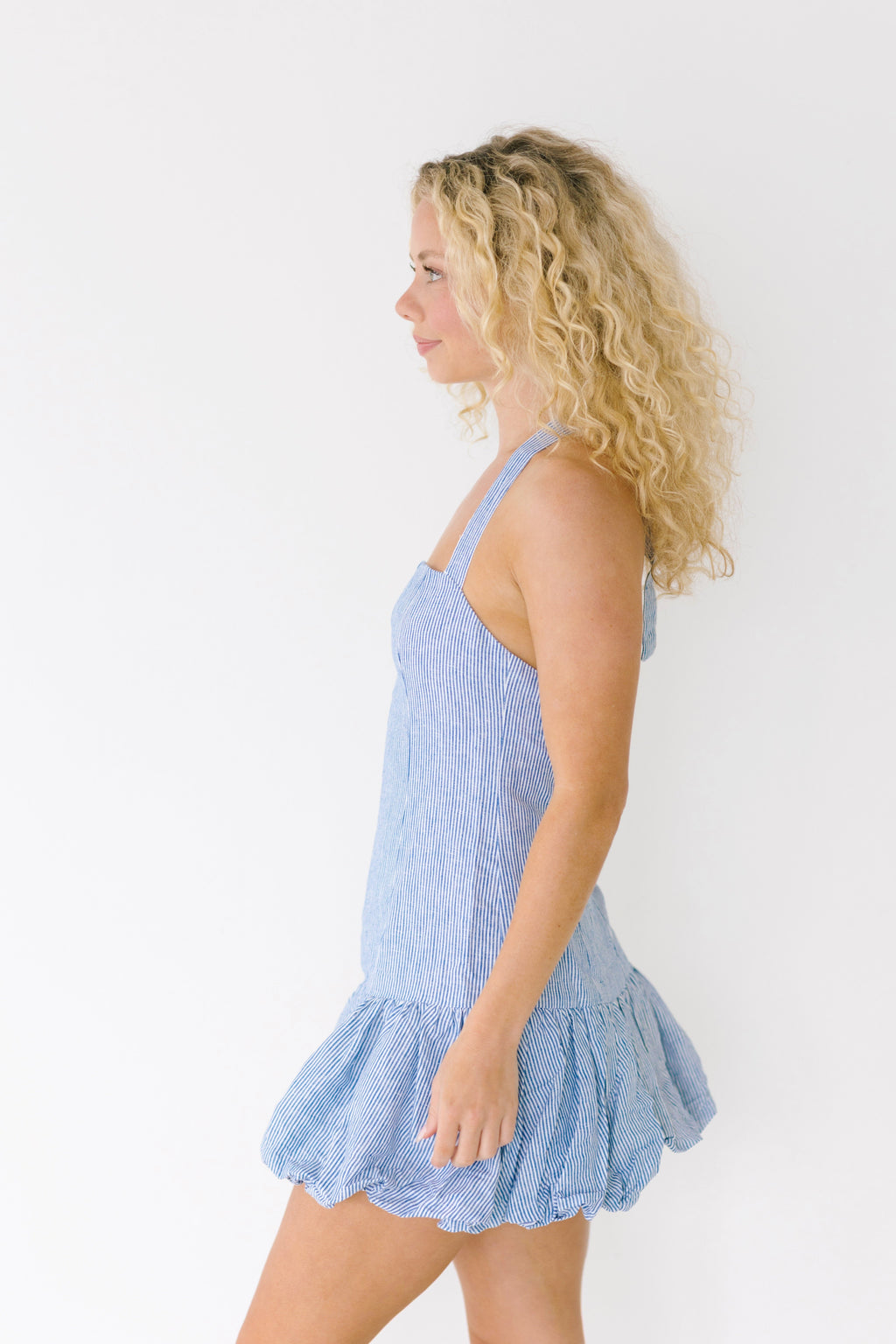 Briar Striped Denim Balloon Dress - Denim