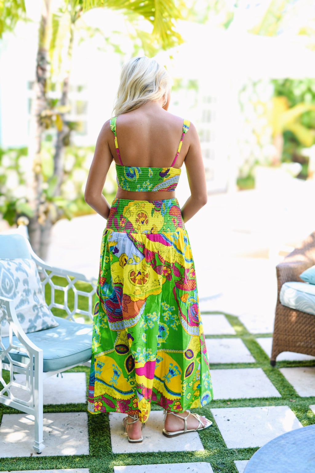 Ciera Maxi Skirt Set - Green Multi