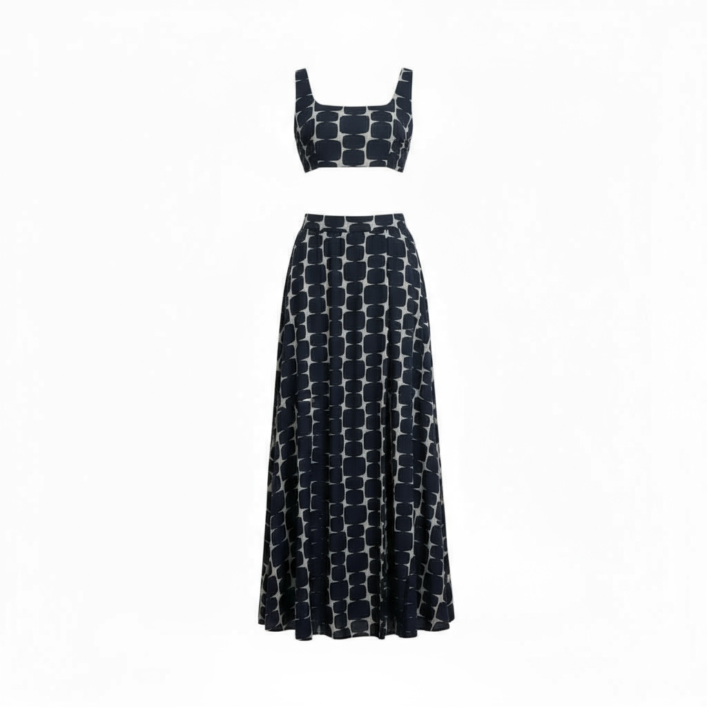 Zoe Geo Print Set - Black/Cream