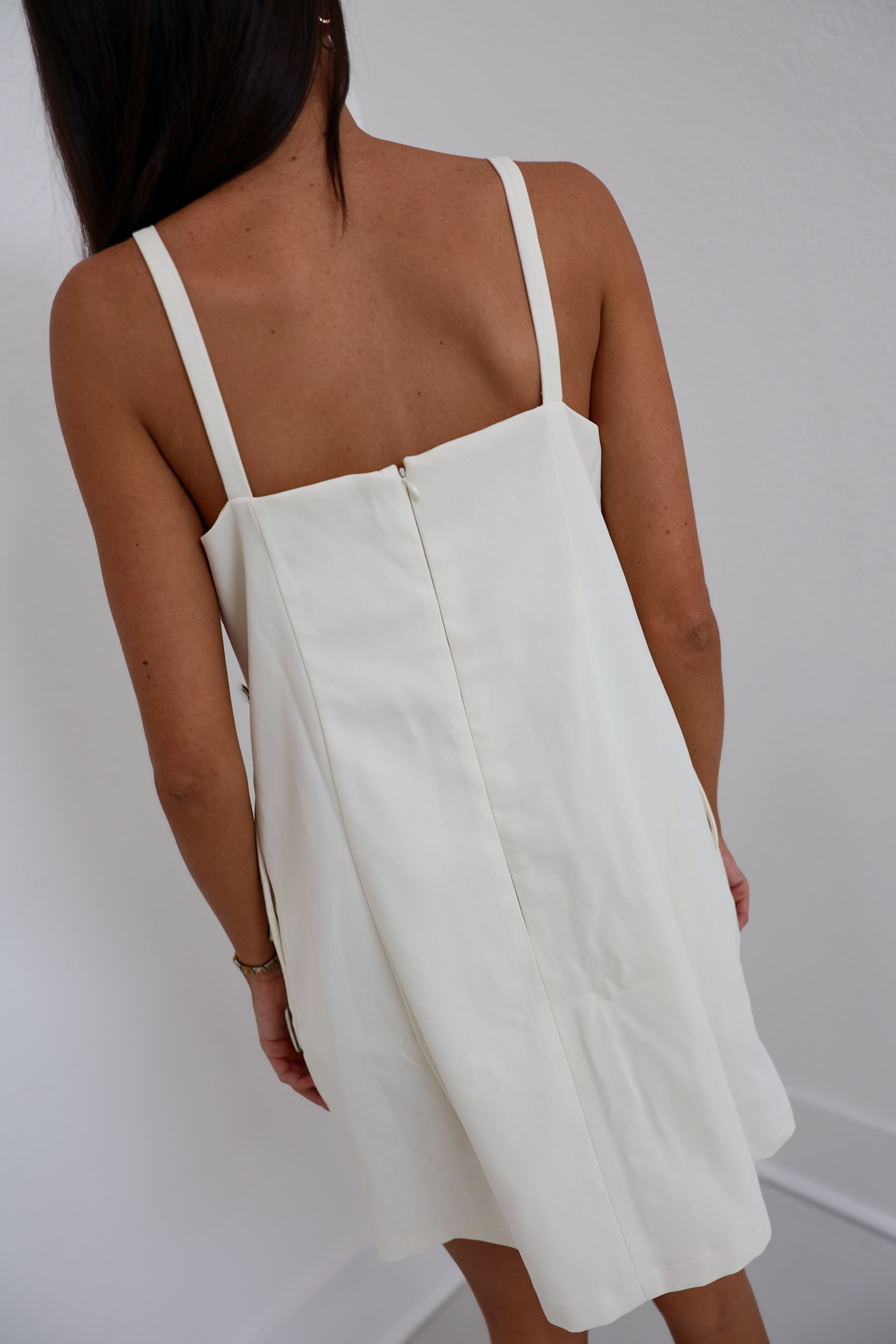 Heather Metallic Embellished A-line Mini Dress - Cream