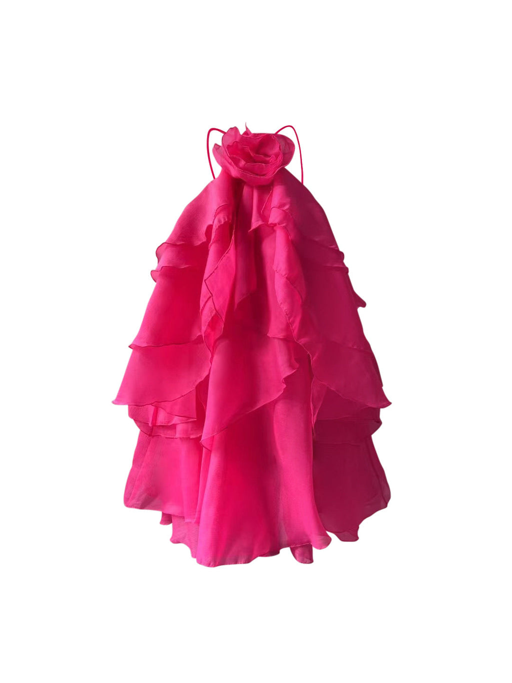 Anastasia Floral Ruffle Mini Dress - Hot Pink