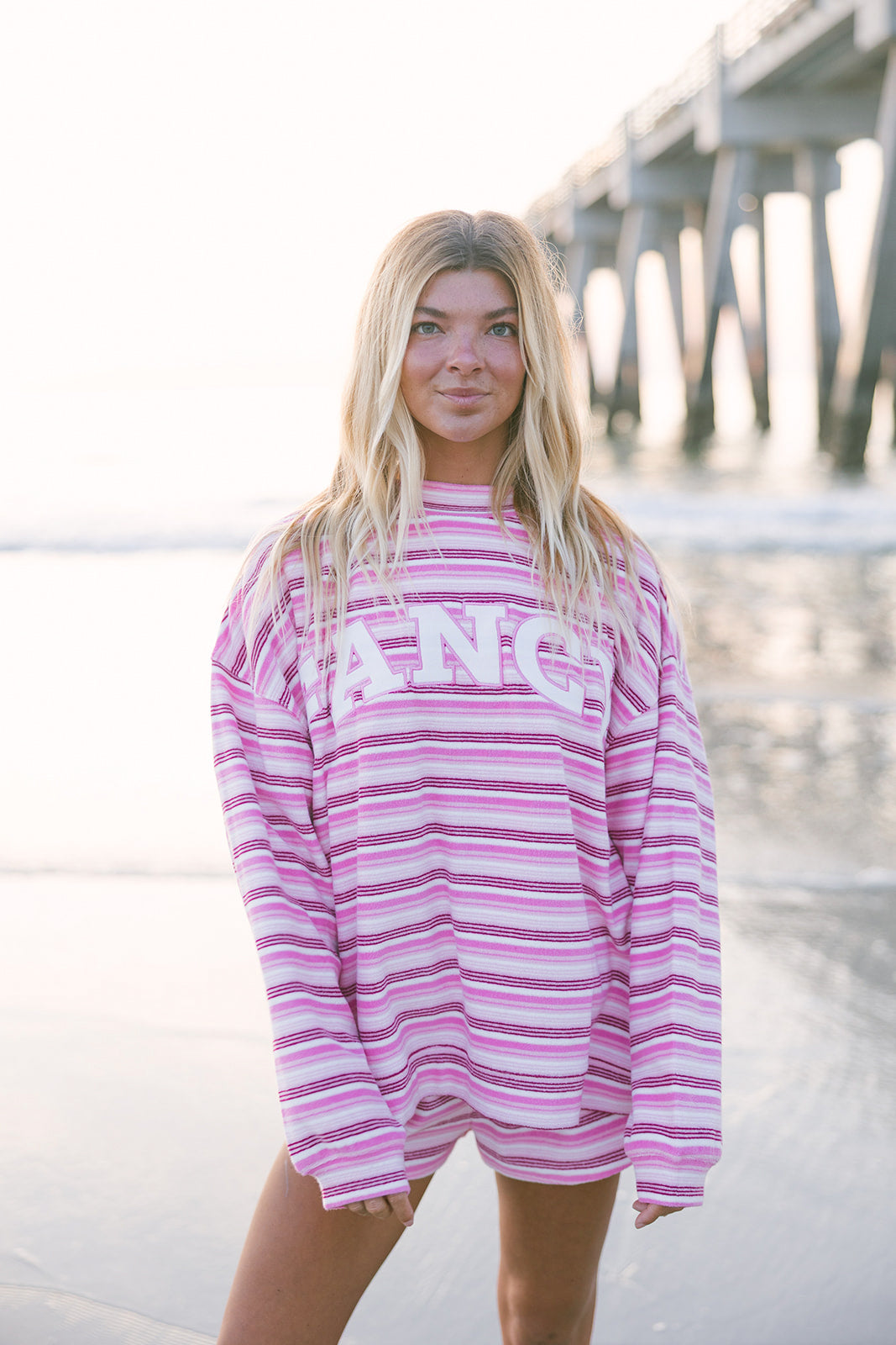 Fancy Oversized Towel Terry Mockneck - Magenta