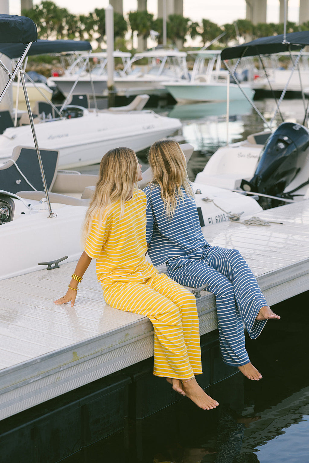 Fancy Striped Button Pants - Malibu Golden Yellow