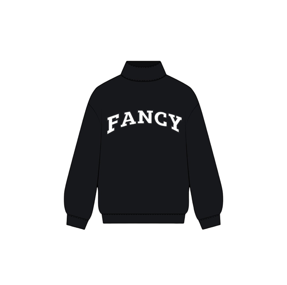 Fancy Oversized Fleece Mockneck - Black