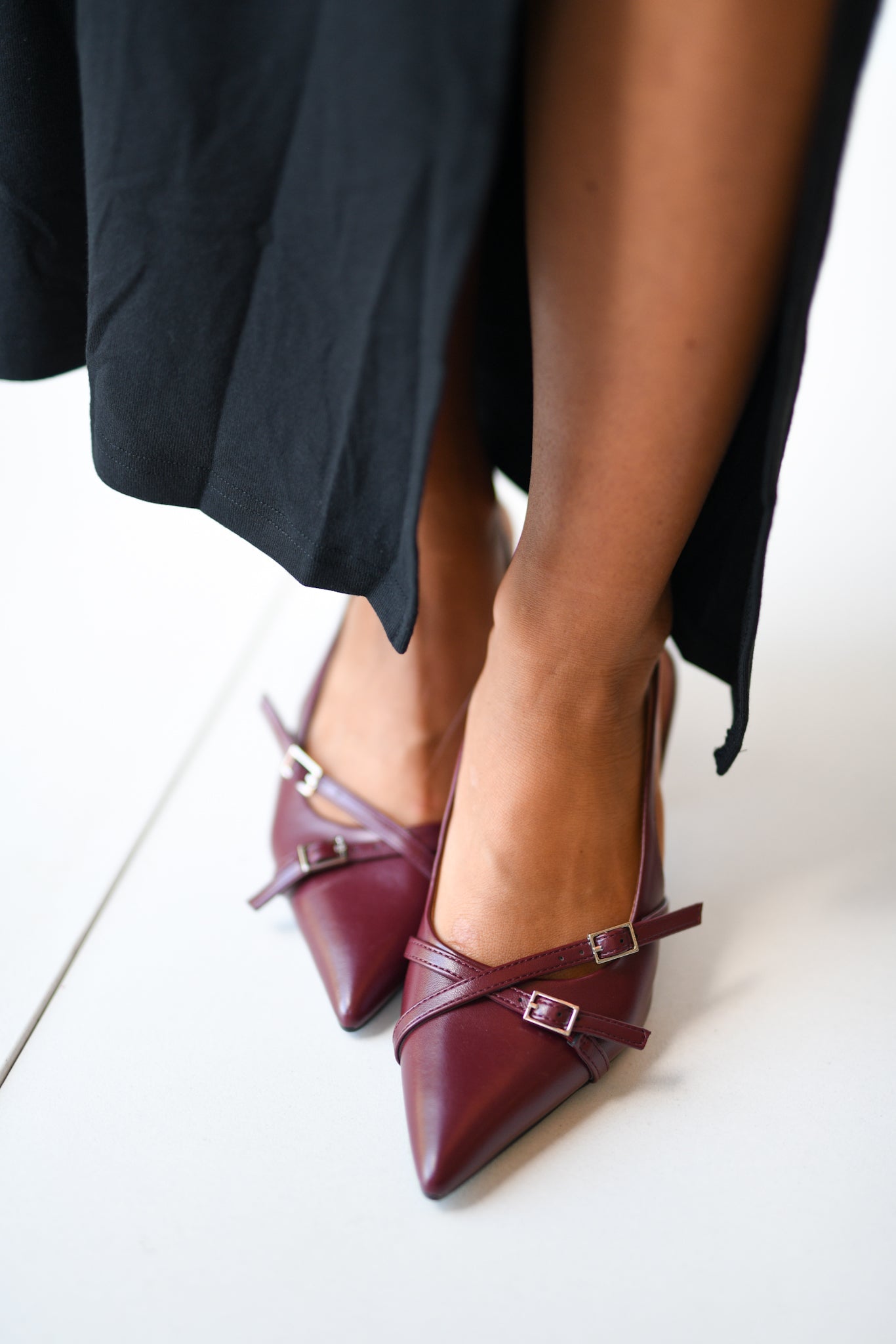 Erya Pointed Toe Singblack Heel - Wine