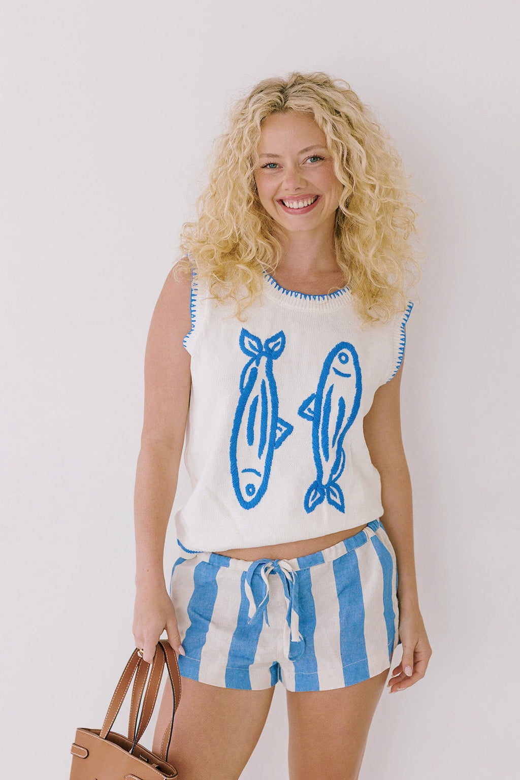 May Striped Micro Shorts - Lt Blue