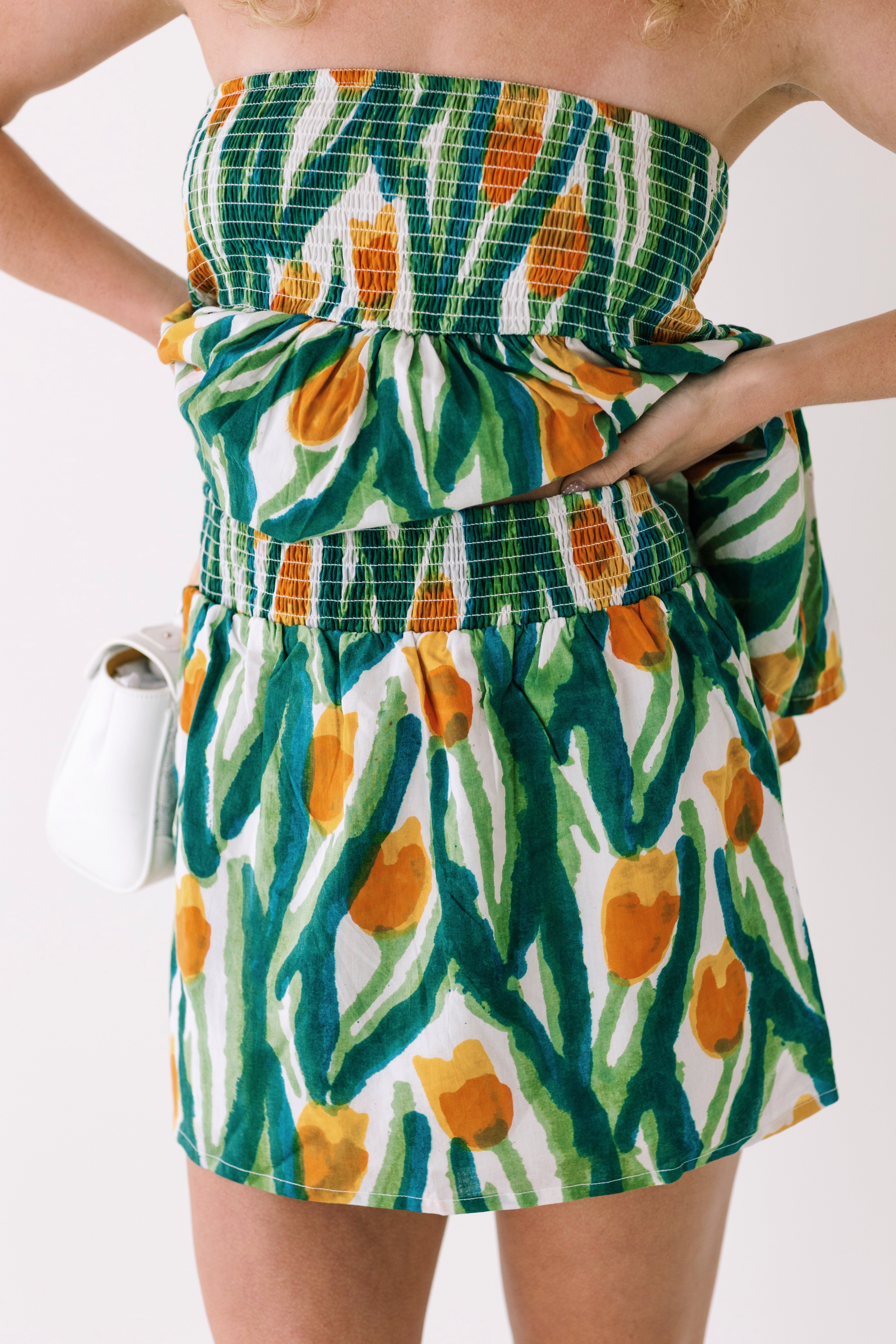 Cathy Frill Top and Skirt Set - Green Tulip