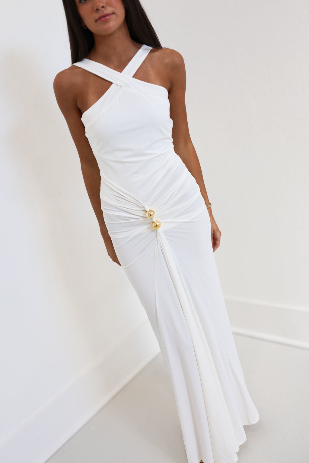 Willa Drape Maxi Dress - White