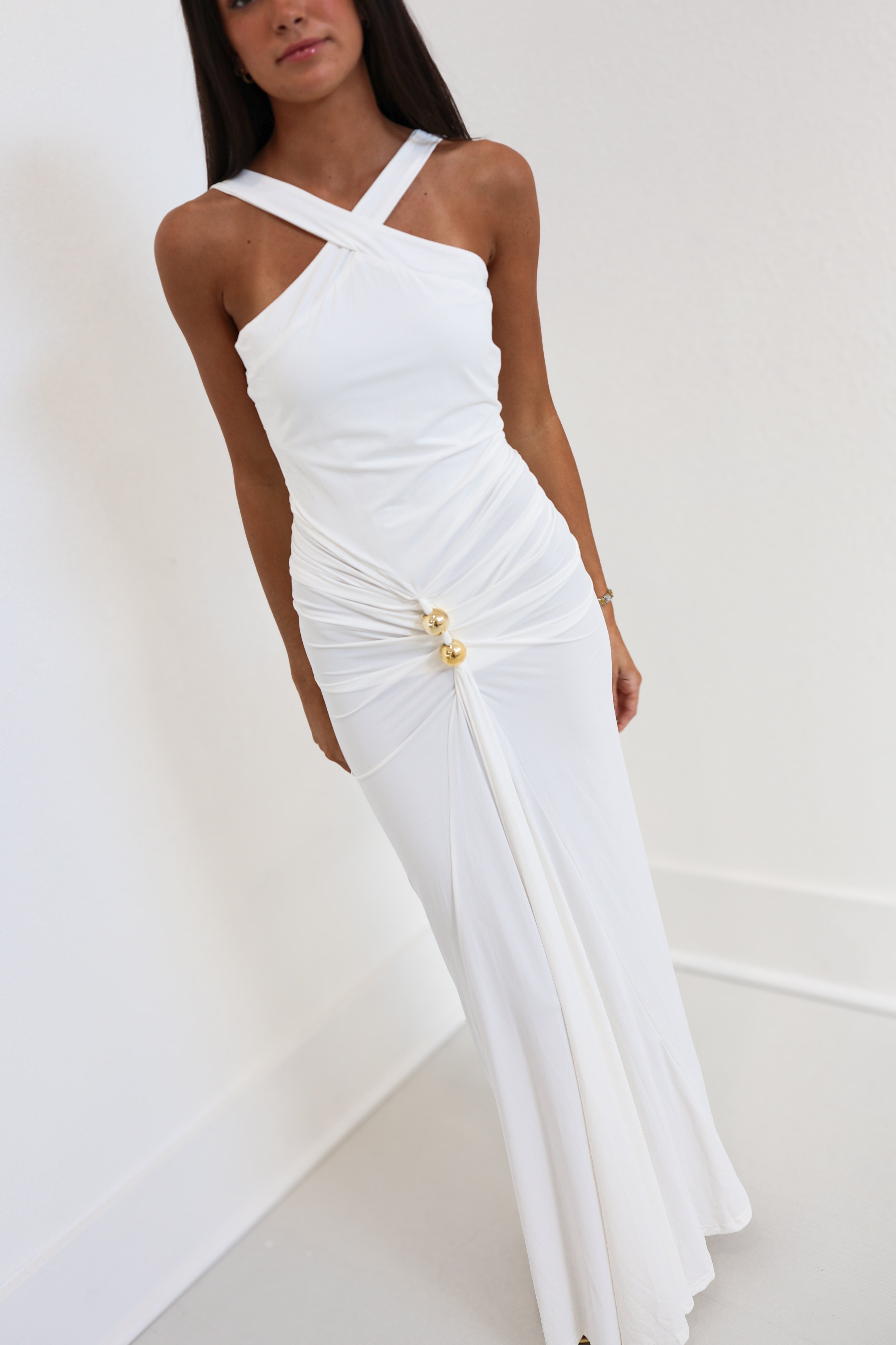 Willa Drape Maxi Dress - White
