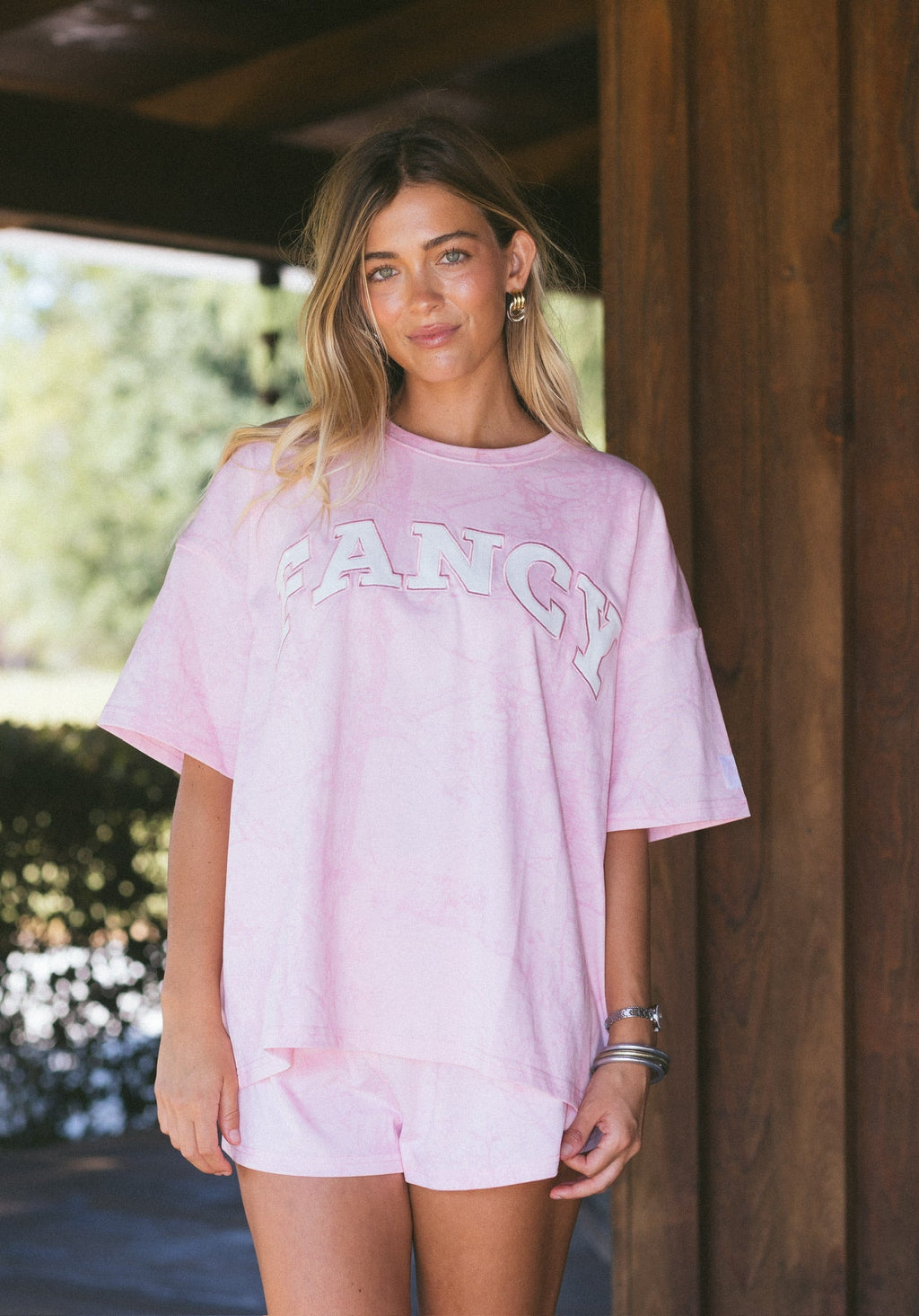 Fancy Oversized Embroidered Tee - Pink Camo