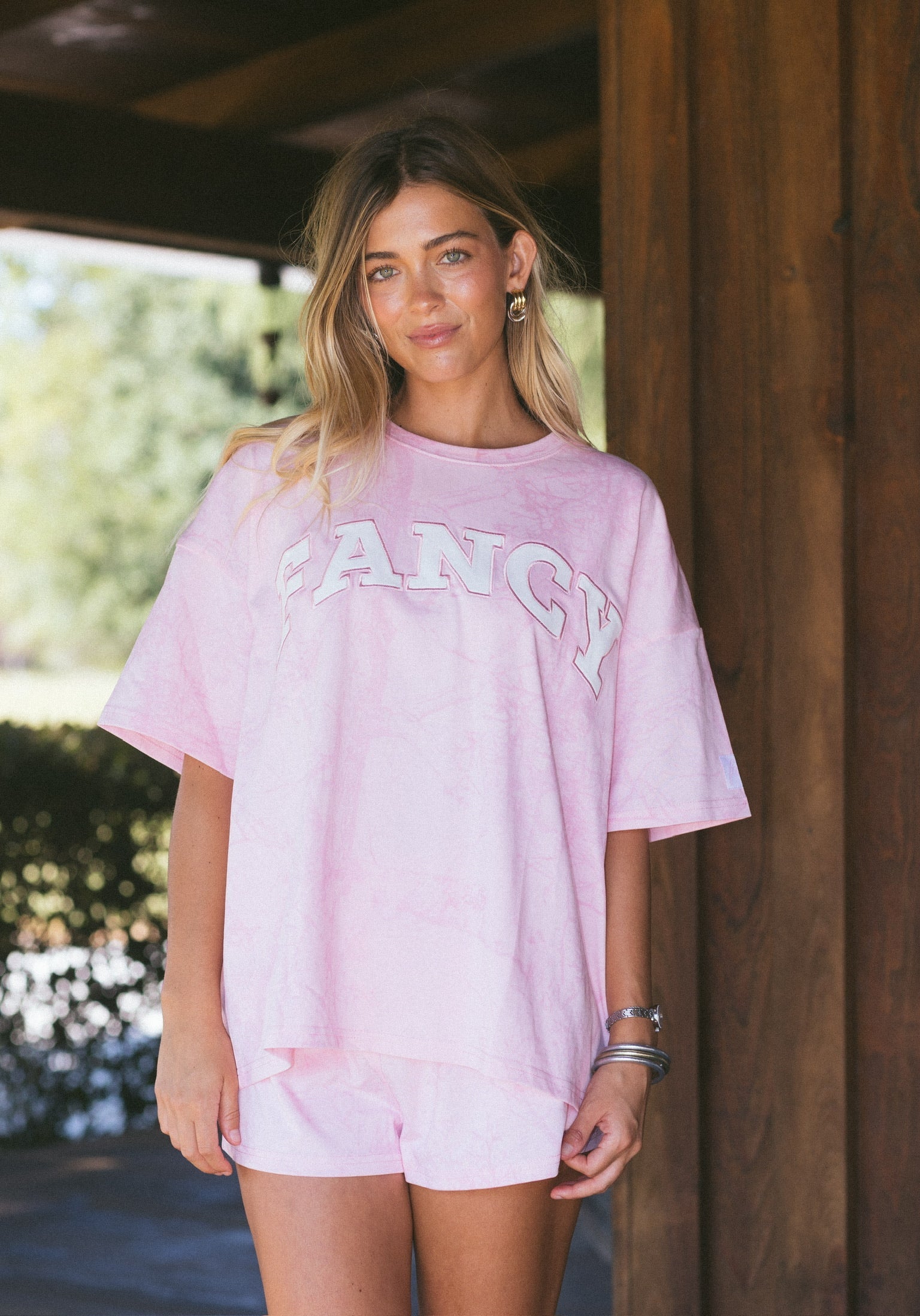Fancy Oversized Embroidered Tee - Pink Camo