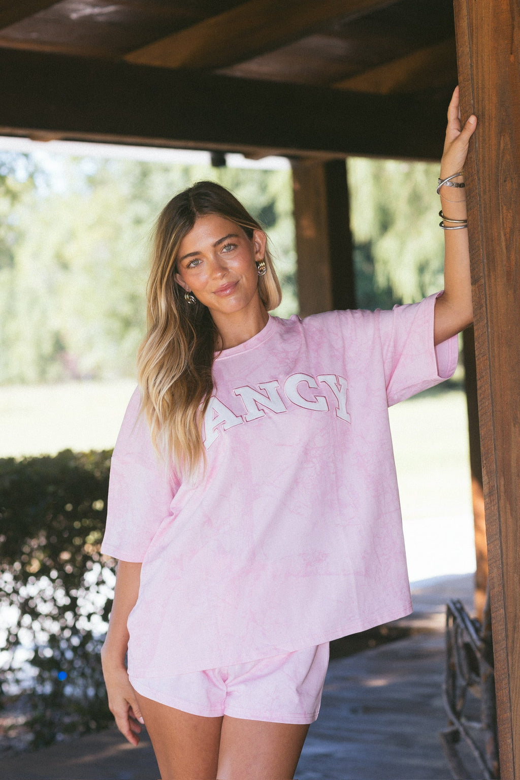 Fancy Oversized Embroidered Tee - Pink Camo