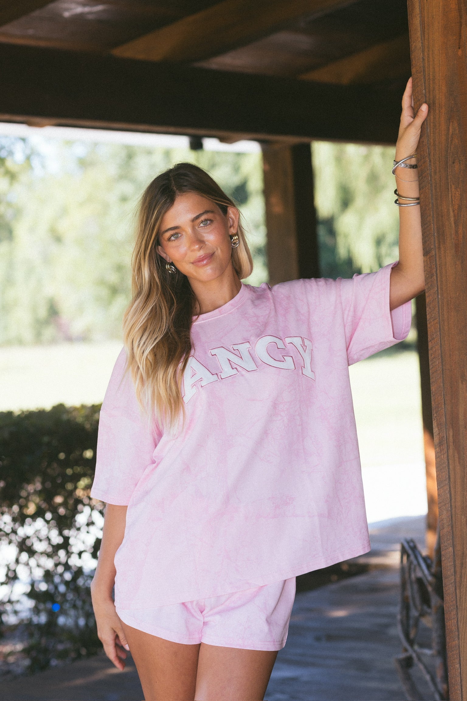 Fancy Oversized Embroidered Tee - Pink Camo