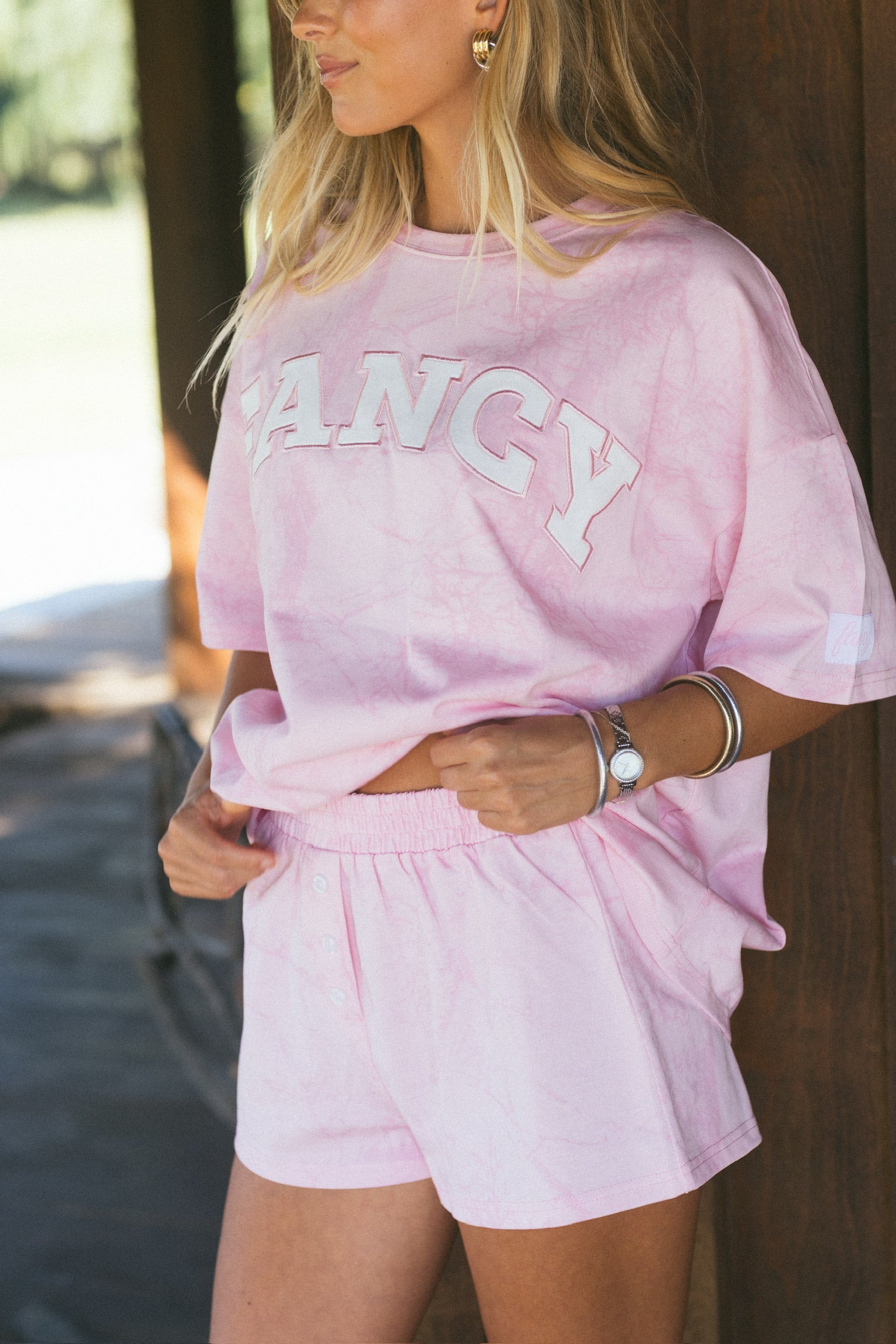 Fancy Oversized Embroidered Tee - Pink Camo