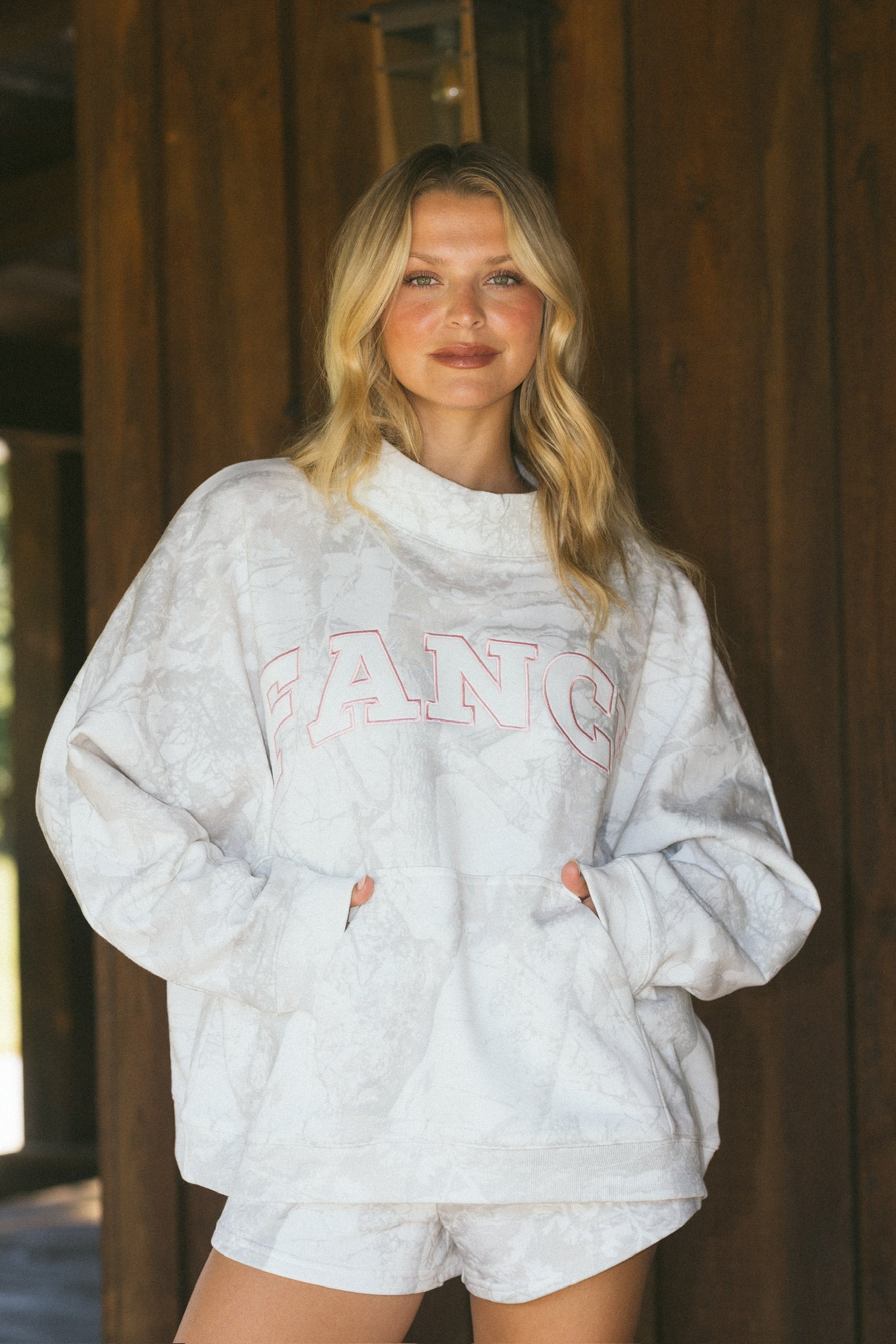 Fancy Oversized Fleece PocketCloud Mockneck - White Camo