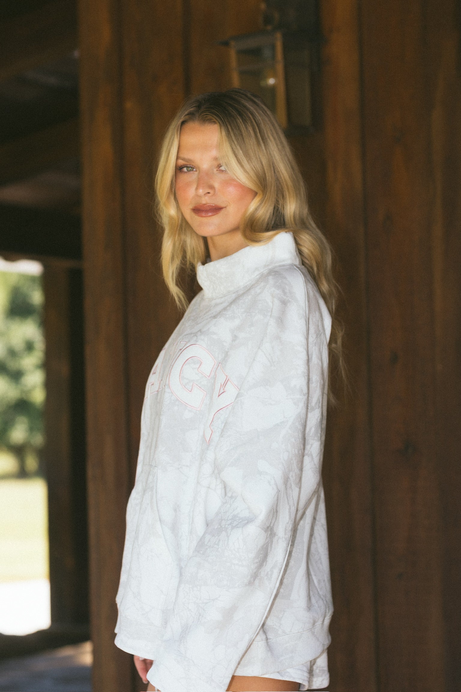 Fancy Oversized Fleece PocketCloud Mockneck - White Camo