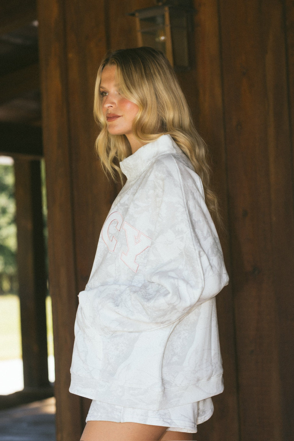 Fancy Oversized Fleece PocketCloud Mockneck - White Camo