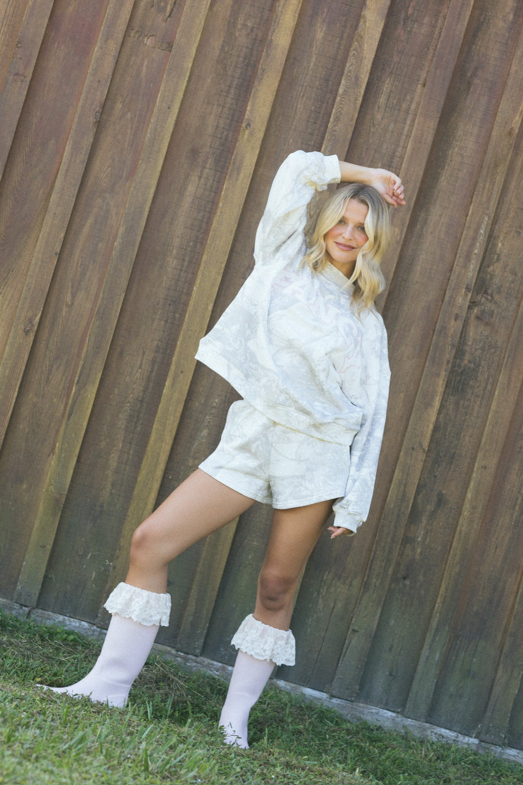 Fancy Oversized French Terry Mockneck - White Camo