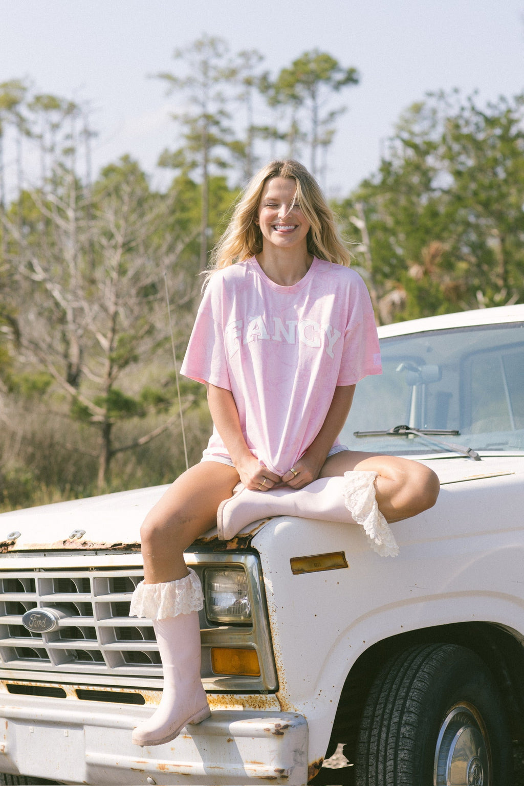 Fancy Oversized Embroidered Tee - Pink Camo