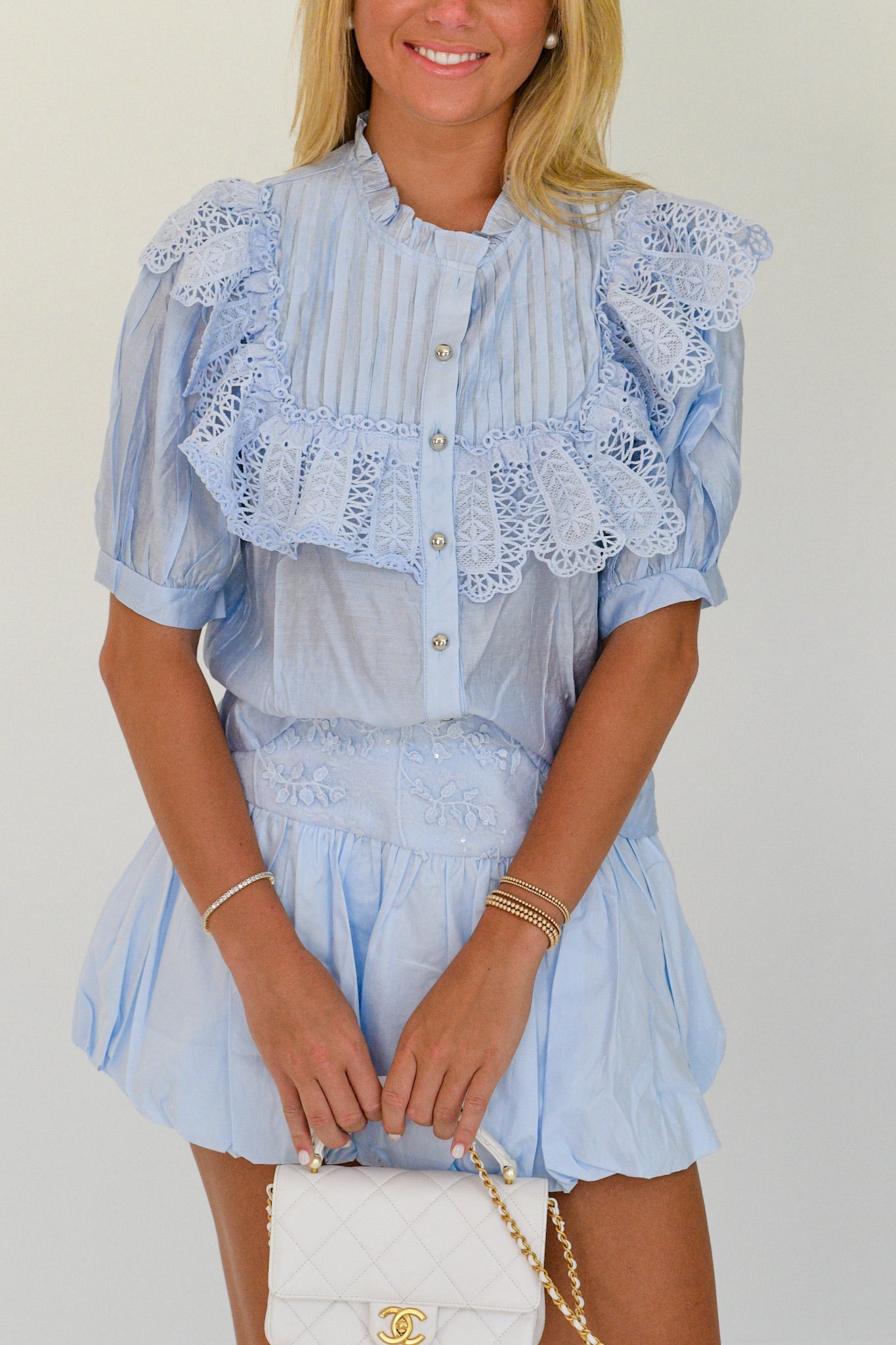 Tilly Lace Skirt Set - Lt Blue