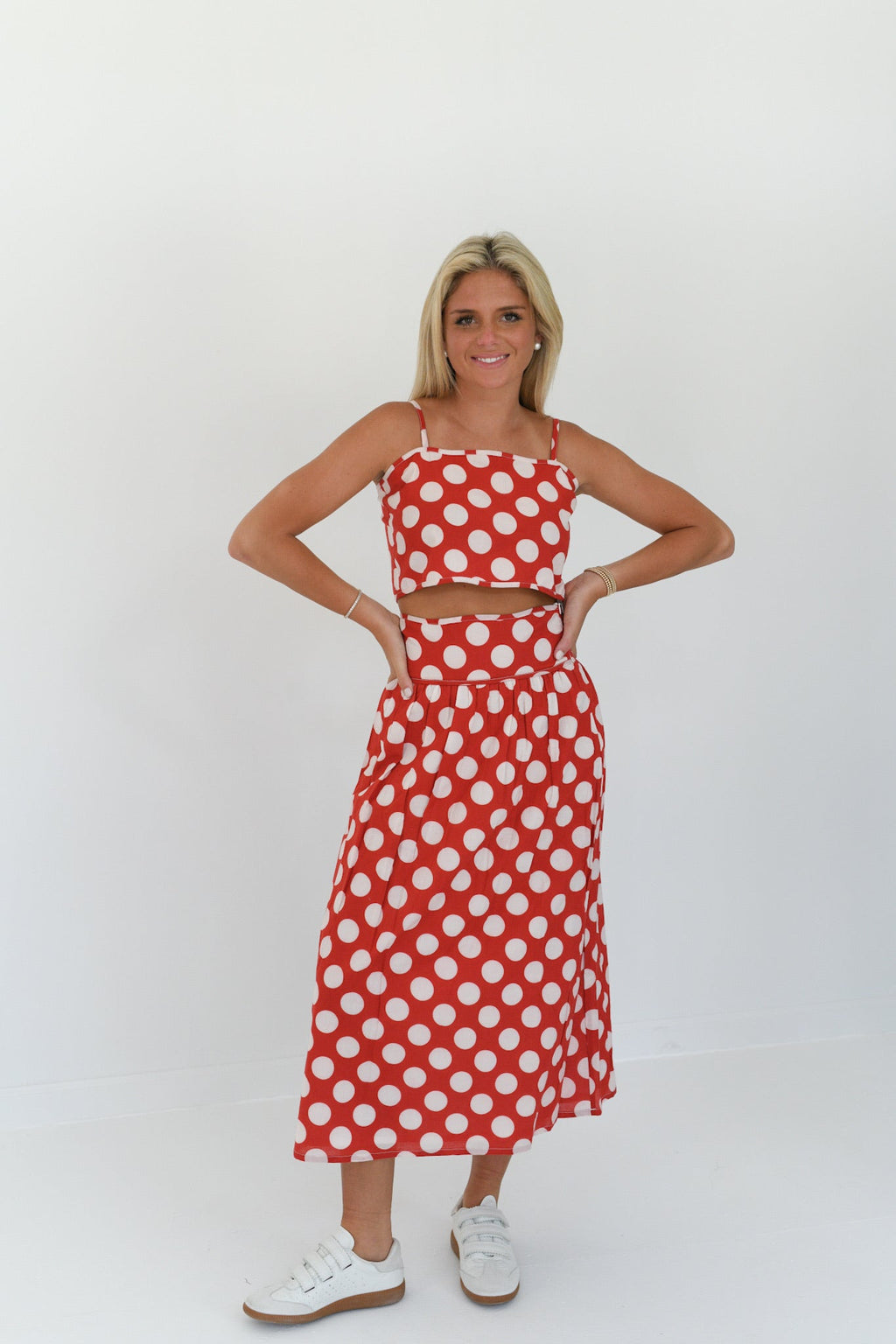 Naomi Maxi Skirt Set - Red Polka Dot