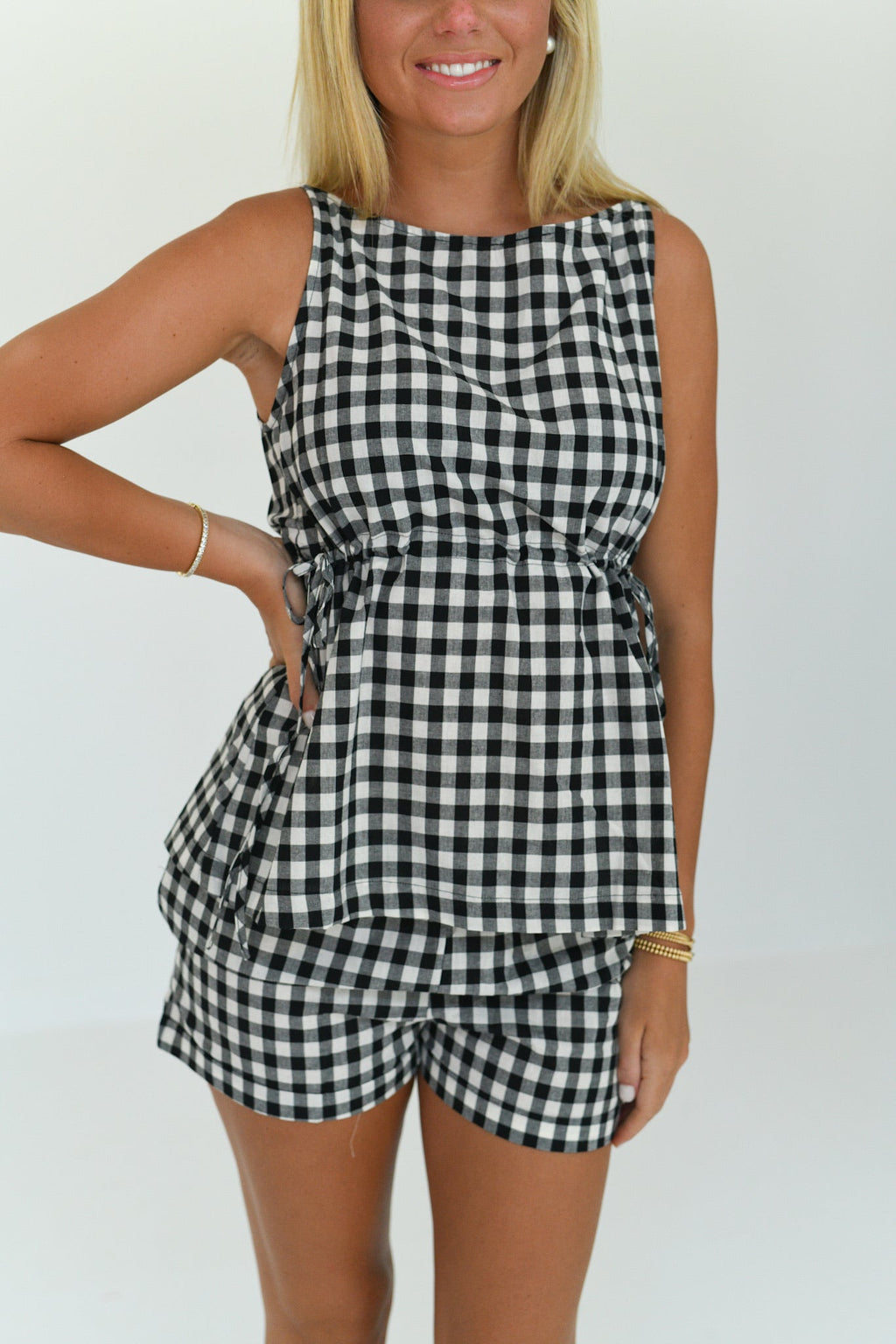 Taylor Gingham Shorts Set - Back