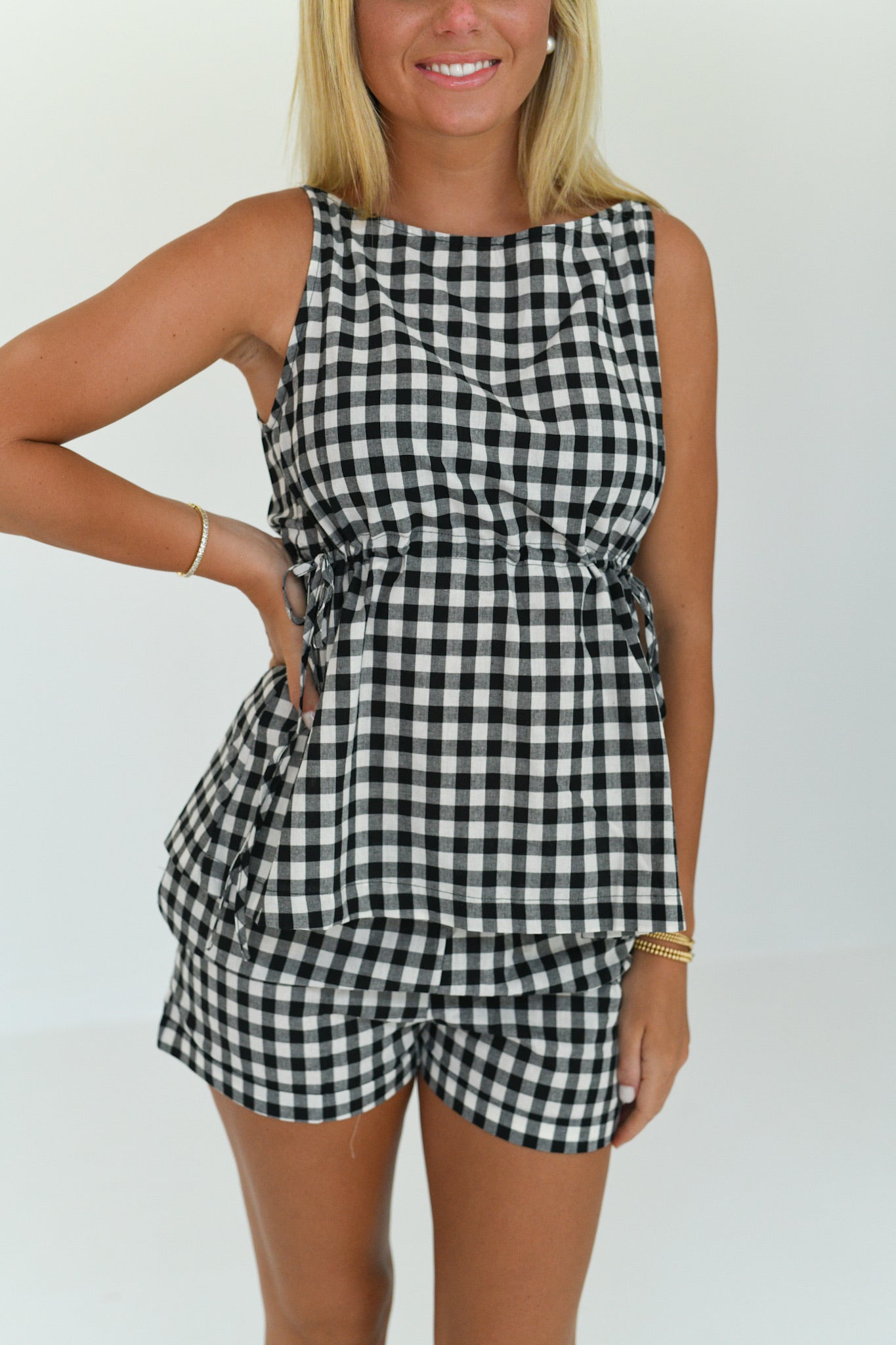 Taylor Gingham Shorts Set - Back