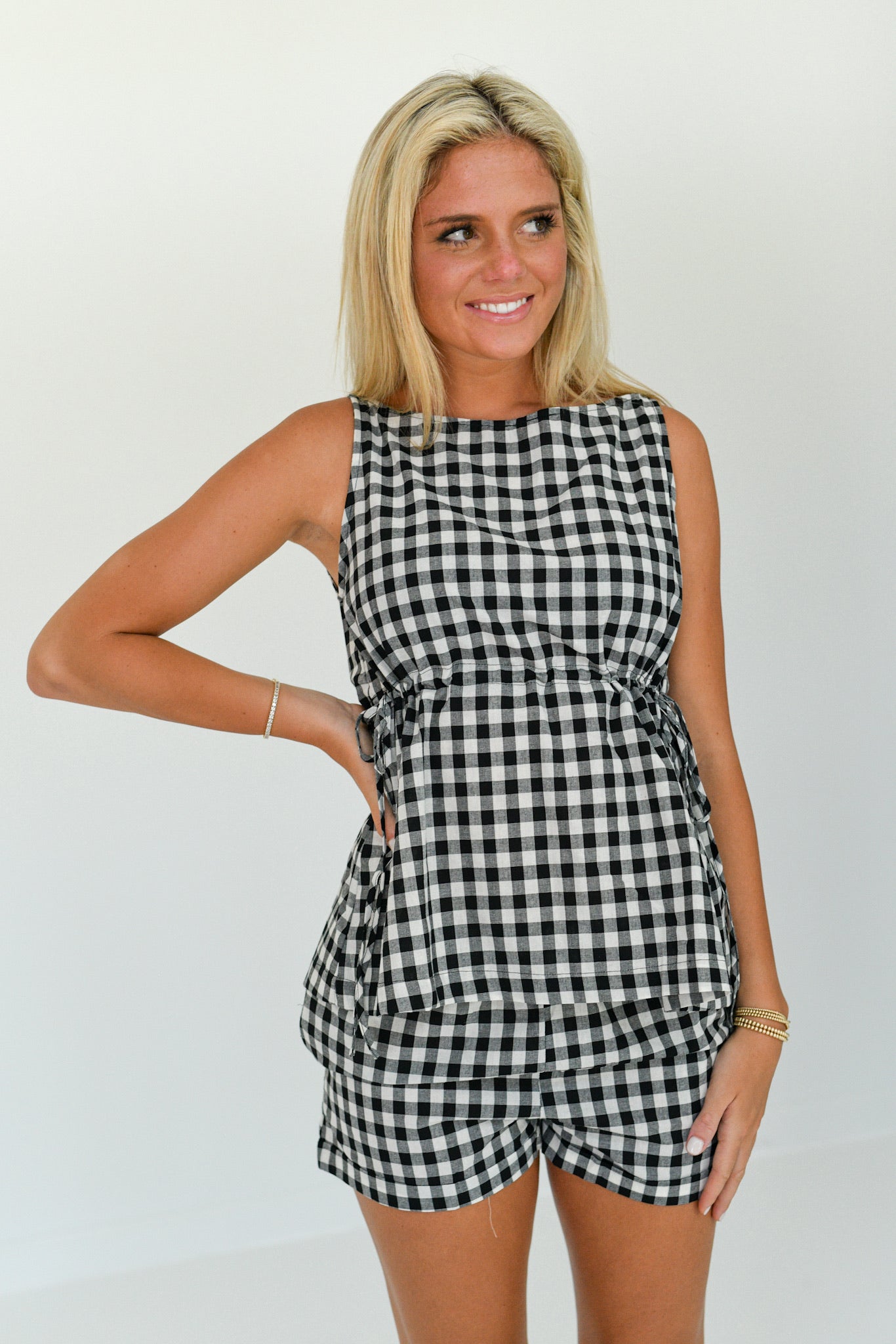 Taylor Gingham Shorts Set - Back